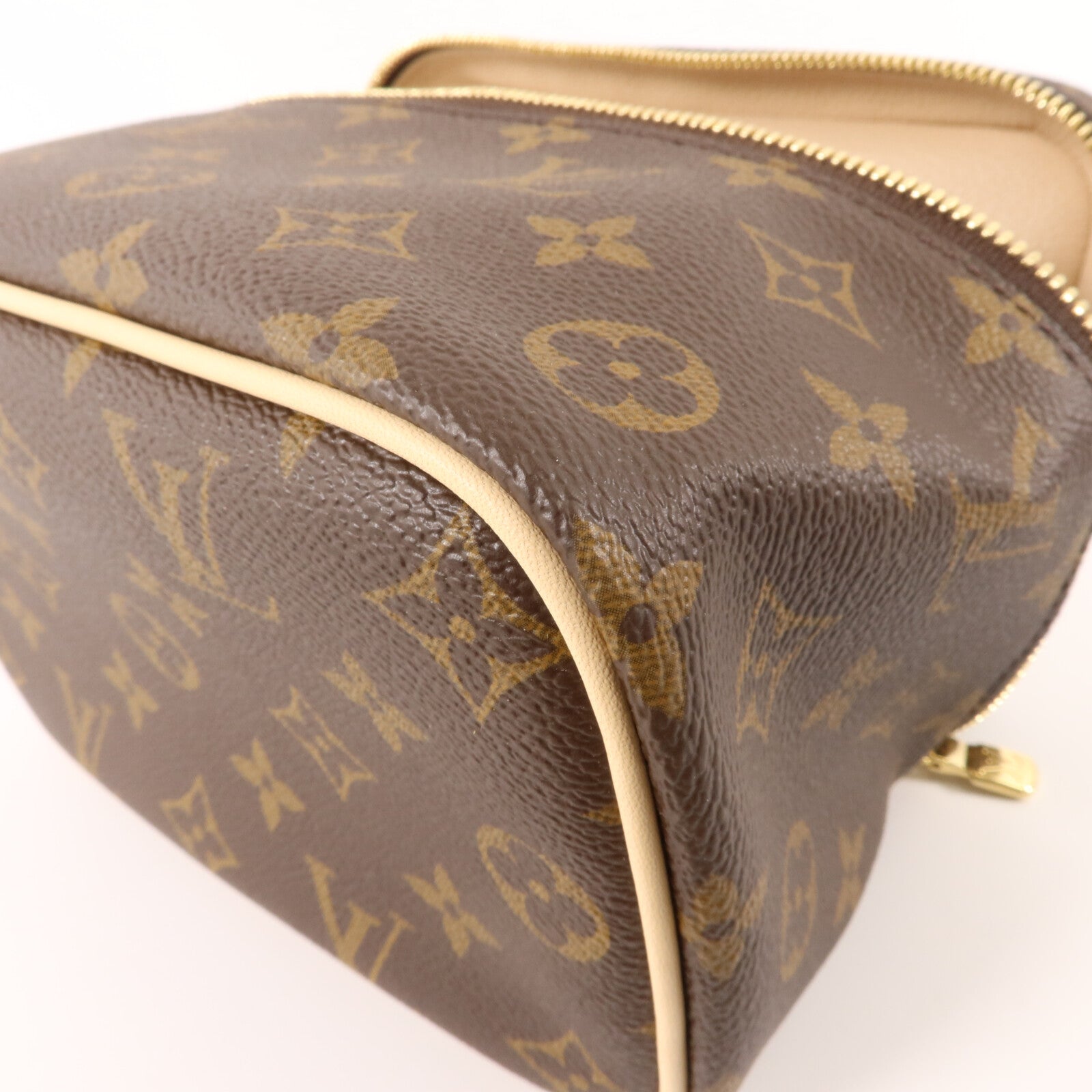 LOUIS VUITTON Monogram Nice Mini金扣手挽袋棕色