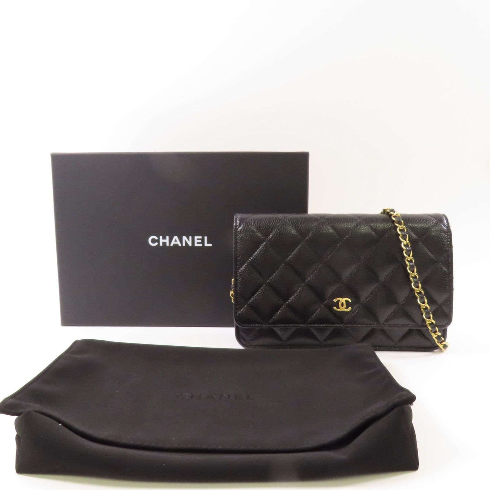 CHANEL 牛皮皮革WOC Wallet On Chain金扣鏈帶肩背袋