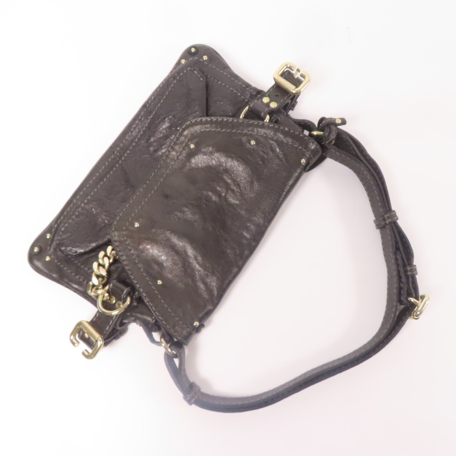 Chloe 牛皮皮革Hand Bag金扣肩背袋