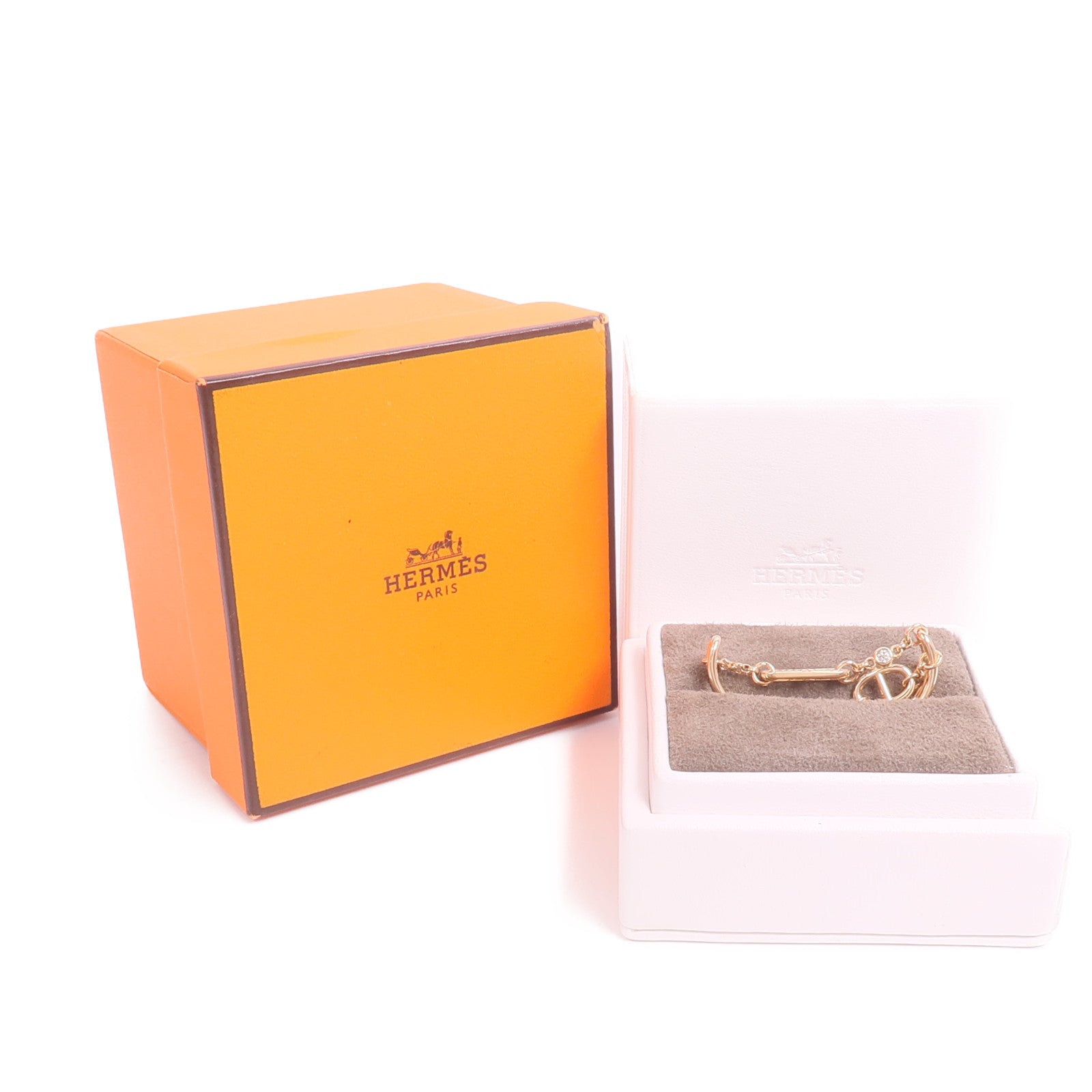 HERMES 18K玫瑰金Chaine D'ancre Chaos Double Ring戒指