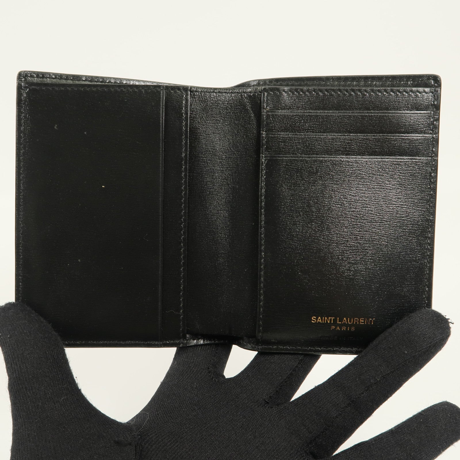 SAINT LAURENT 牛皮皮革Wallet金扣錢包