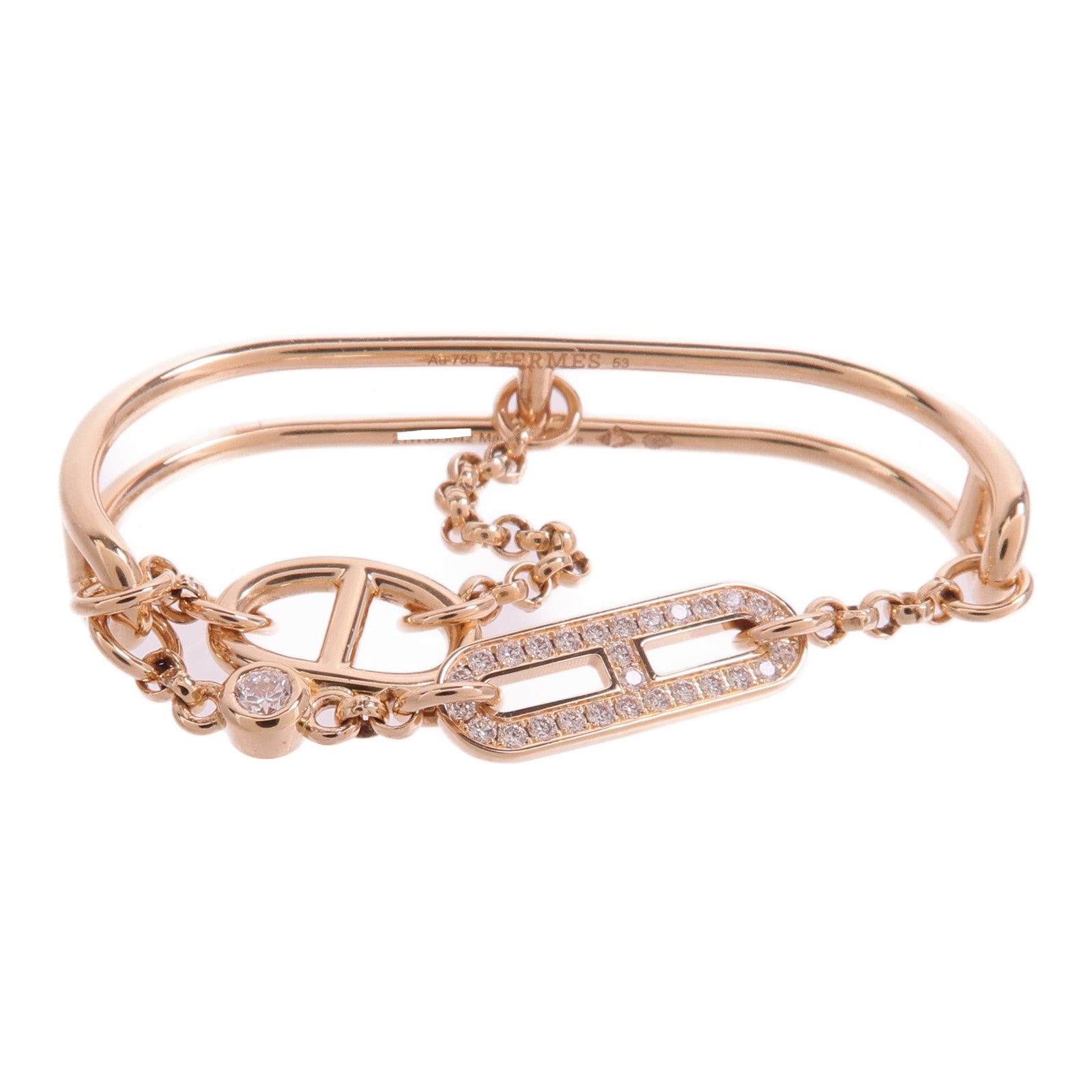 HERMES 18K玫瑰金Chaine D'ancre Chaos Double Ring戒指