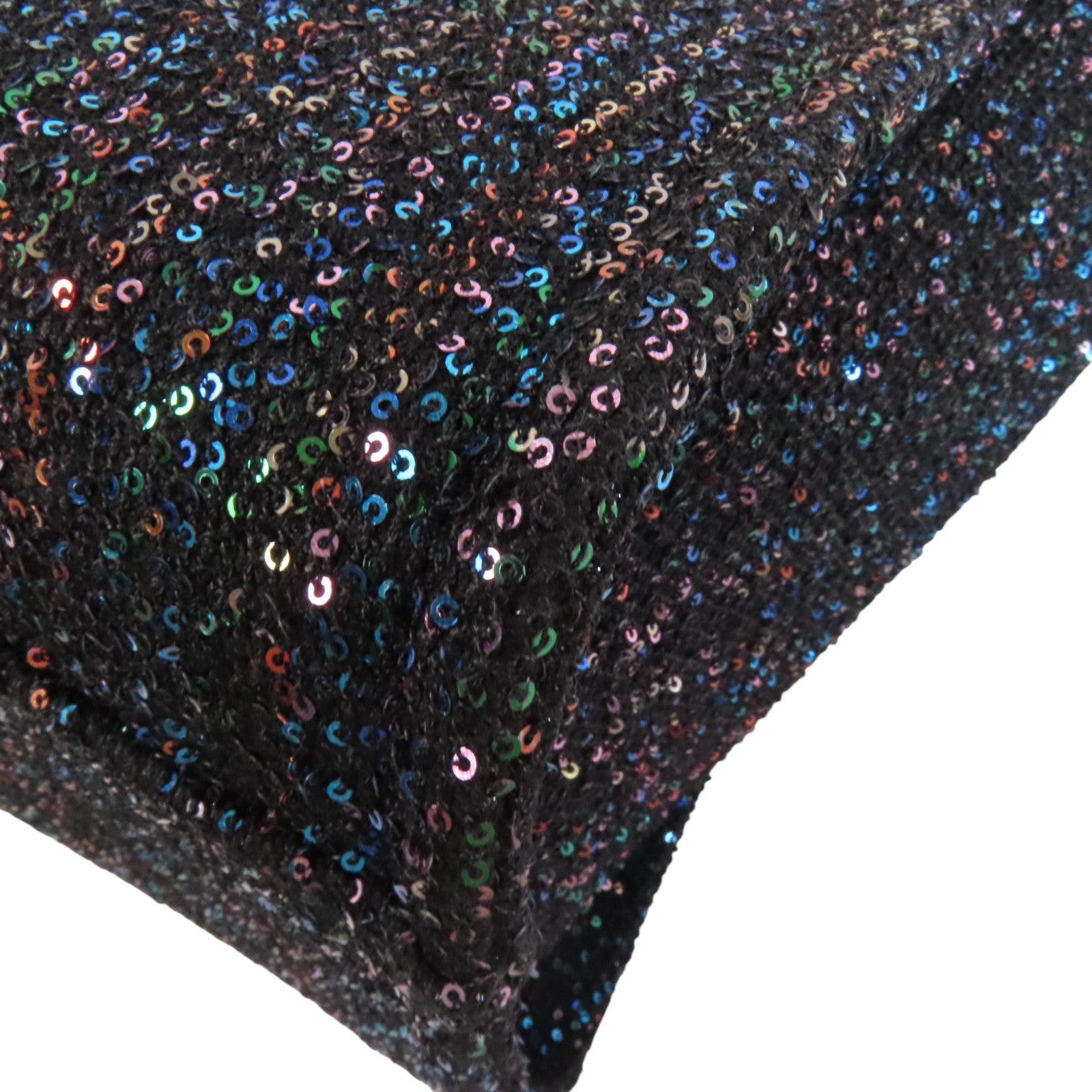 CHANEL 帆布/亮片Deauville Tote銀扣鏈帶手挽肩背兩用袋