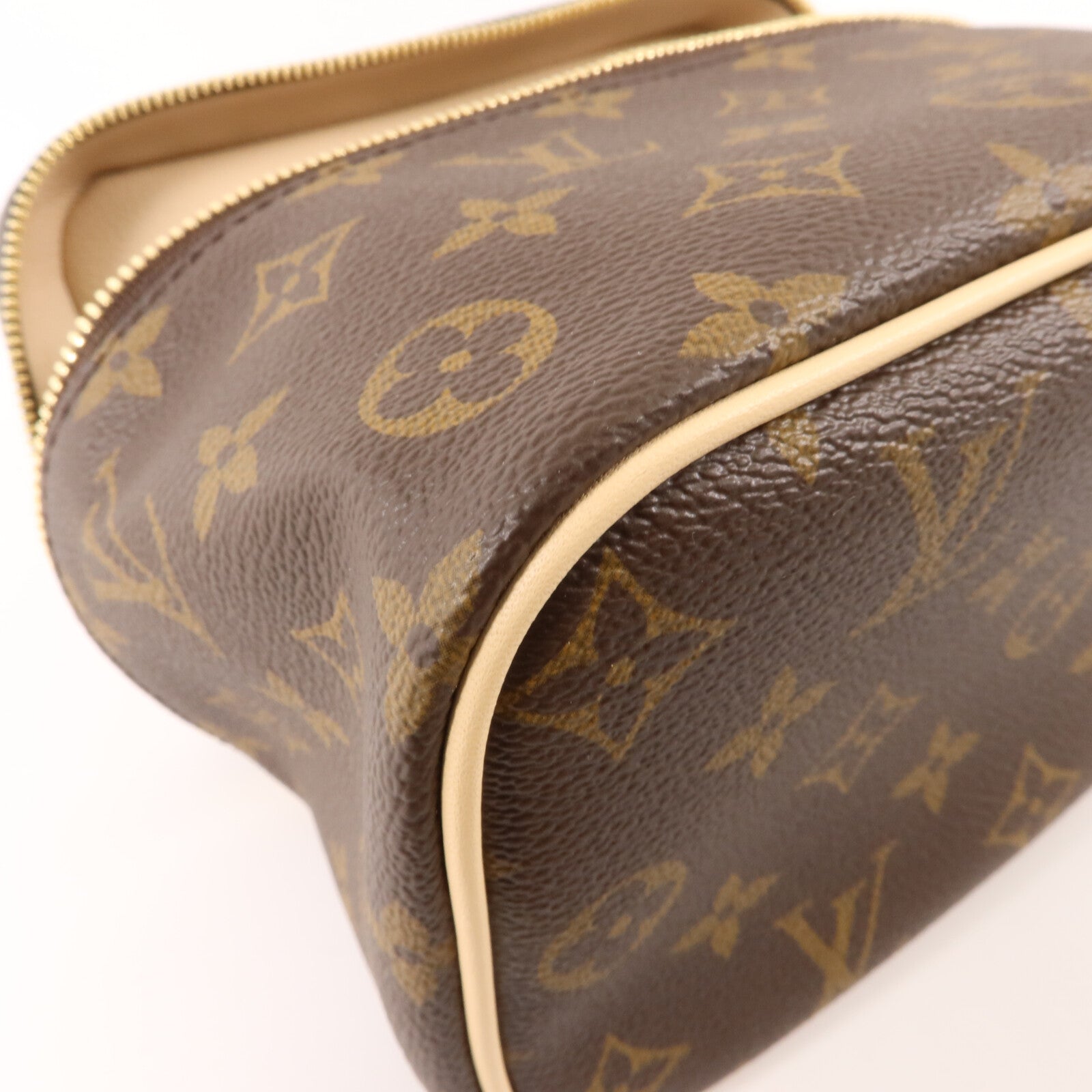 LOUIS VUITTON Monogram Nice Mini金扣手挽袋棕色