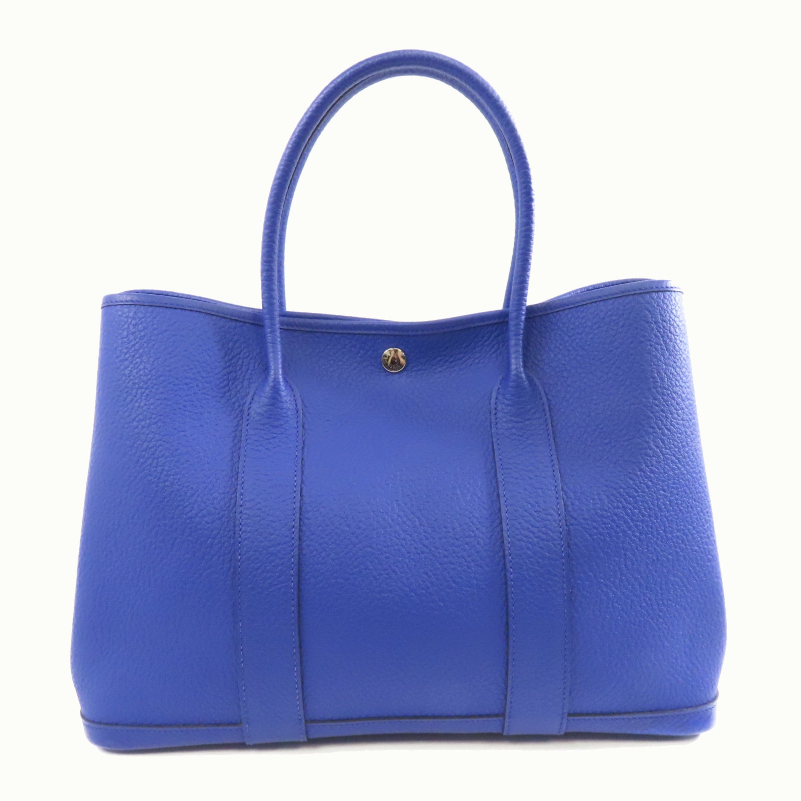 HERMES Negonda皮革Garden Party PM銀扣手挽袋Bleu Royal皇家藍色