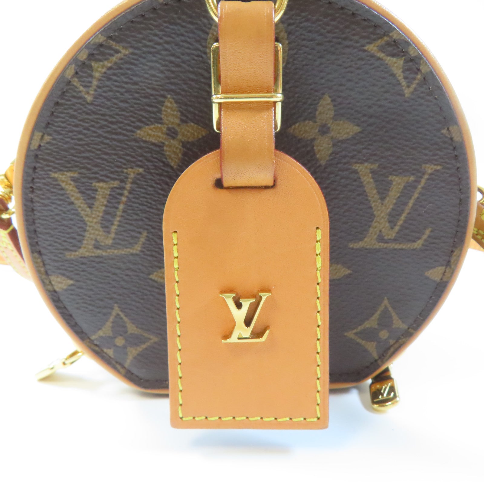 LOUIS VUITTON Monogram Mini Boite Chapeau金扣手挽肩背兩用袋棕色