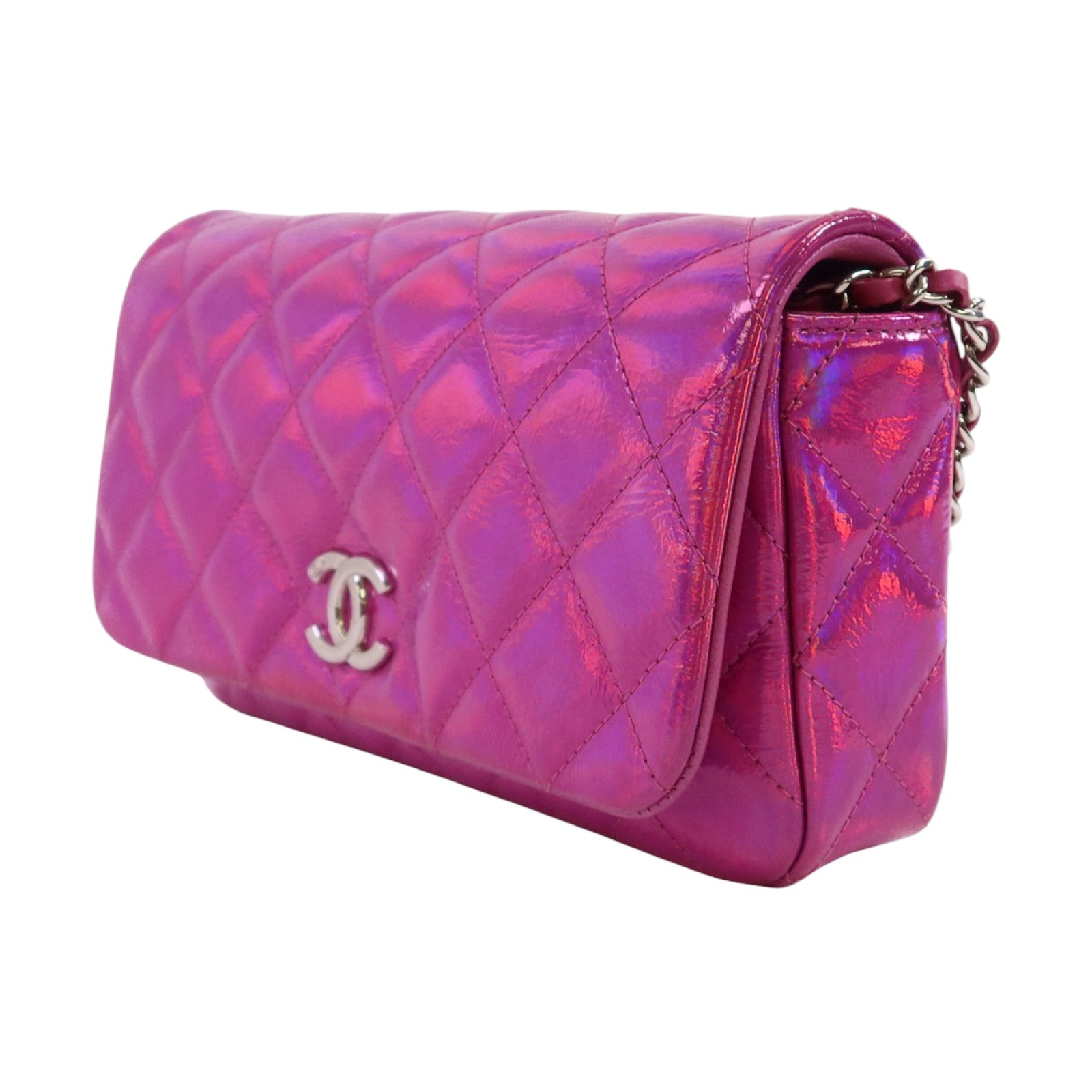 CHANEL 山羊皮革Chain Shoulder銀扣鏈帶肩背袋