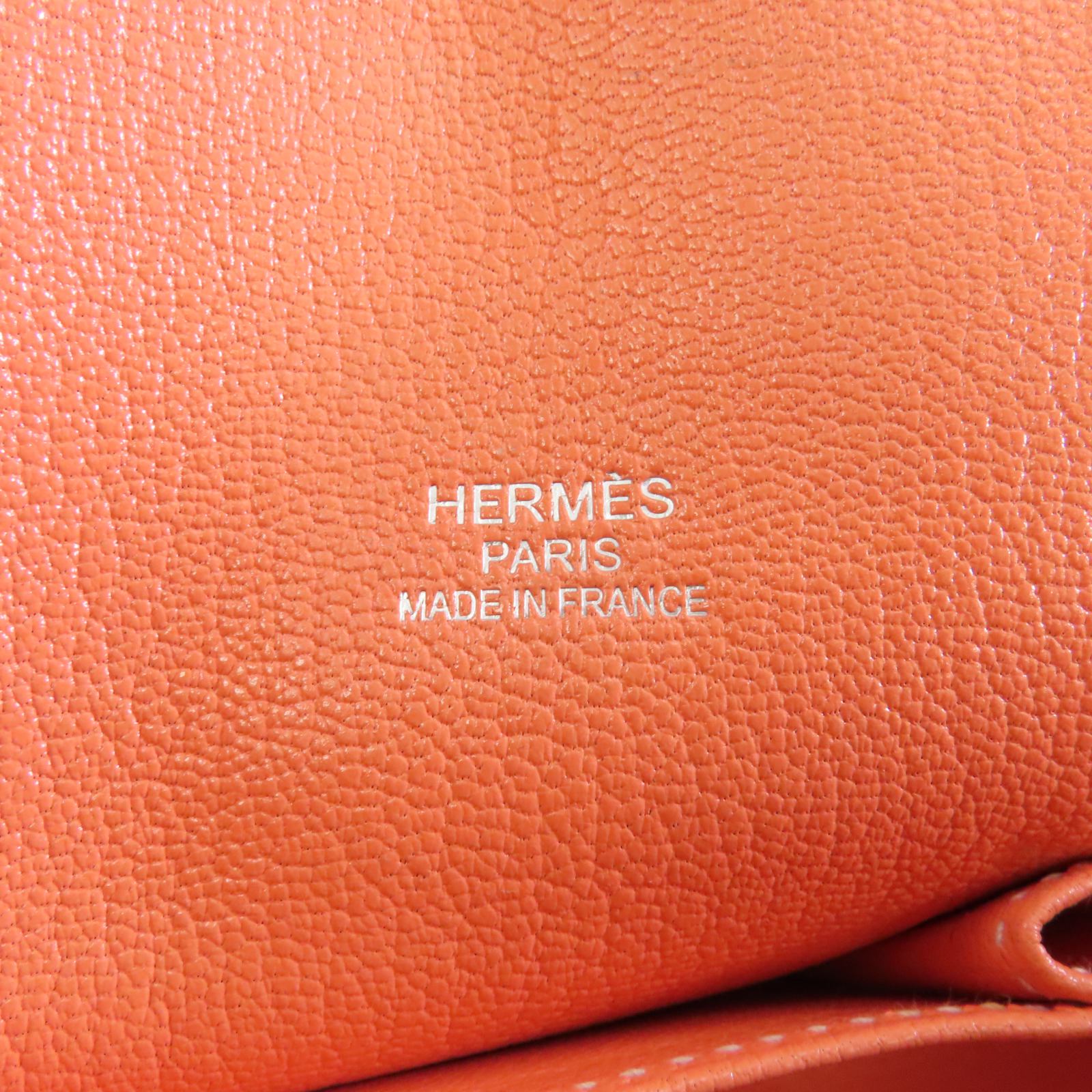 HERMES Clemence皮革Jypsiere 34銀扣肩背袋Crevette/粉紅色