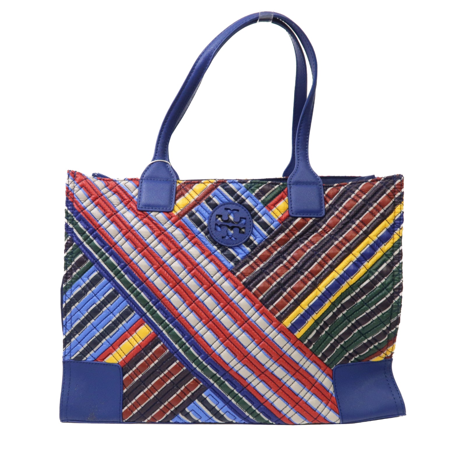 Tory Burch 尼龍/皮革Tote Bag金扣手挽袋彩色/藍色