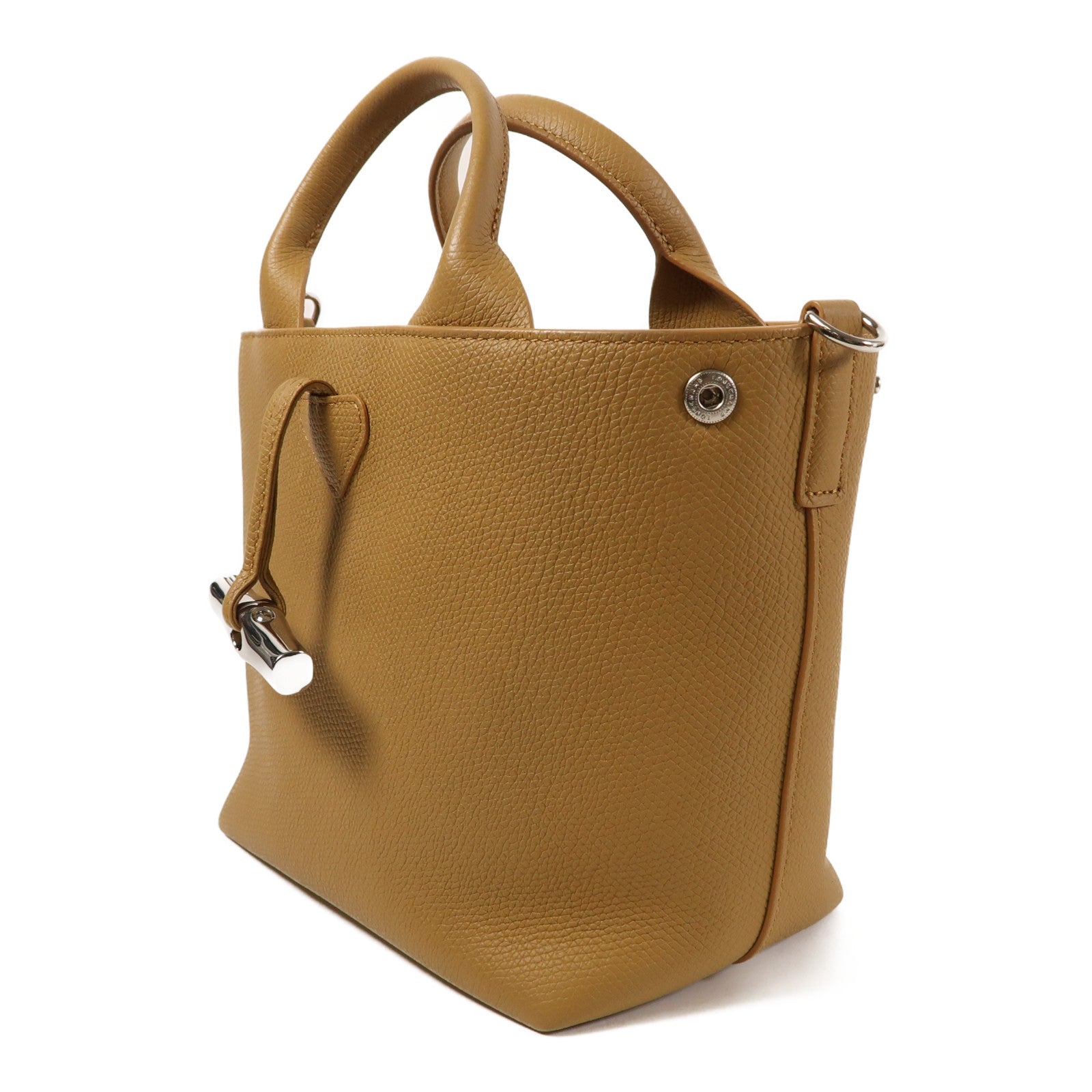 Longchamp 皮革Le Roseau S銀扣手挽肩背兩用袋