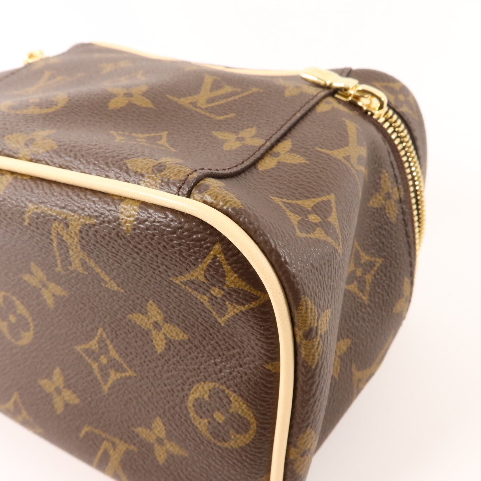 LOUIS VUITTON Monogram Nice Mini金扣手挽袋棕色