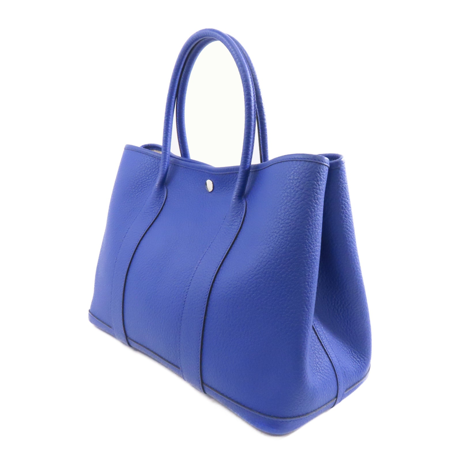 HERMES Negonda皮革Garden Party PM銀扣手挽袋Bleu Royal皇家藍色