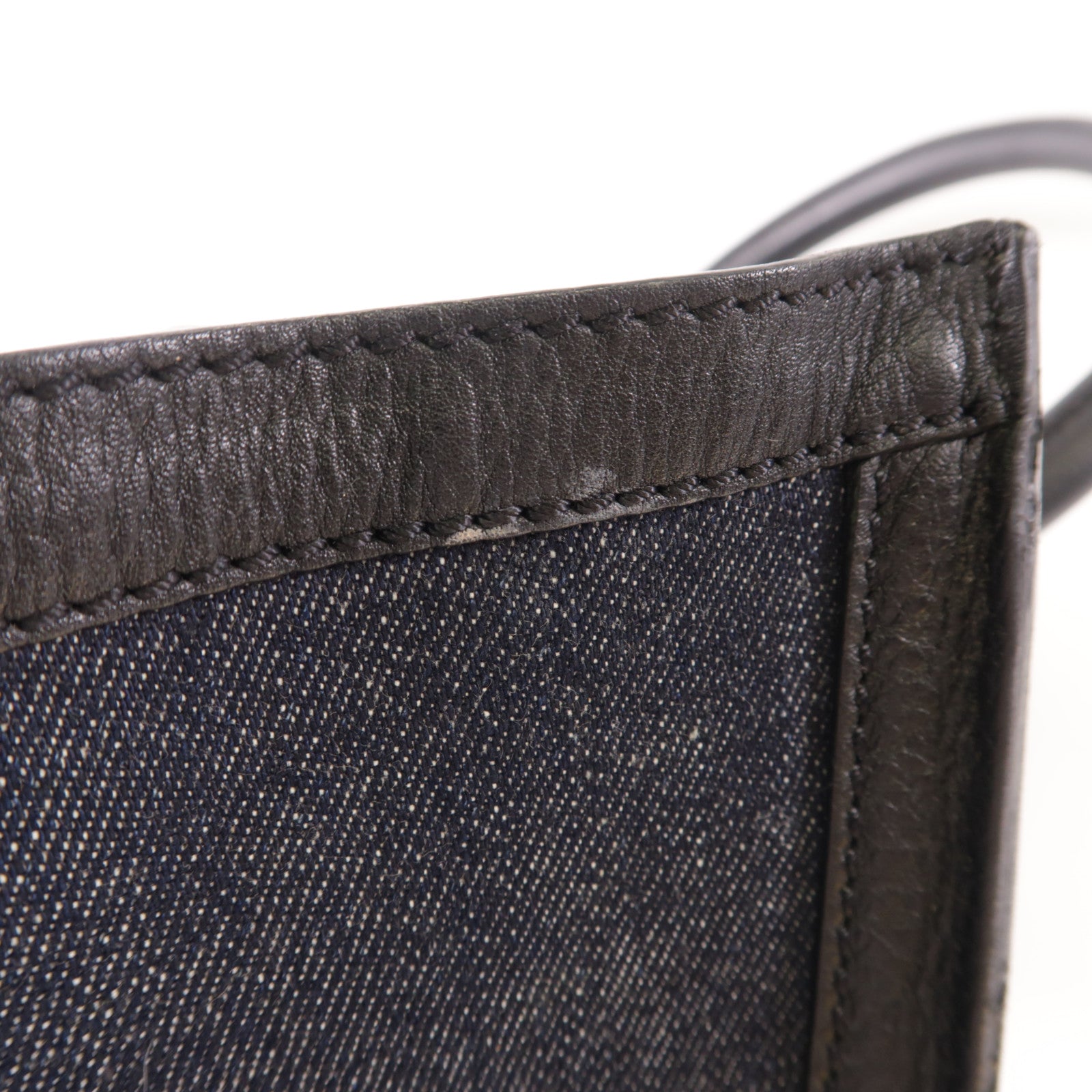 CELINE GHW Tote Bag Denim/Leather Navy