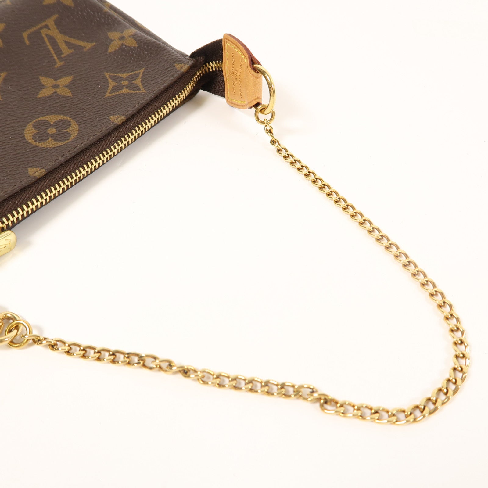 LOUIS VUITTON Monogram Mini Pochette Accessoires金扣手挽袋啡色