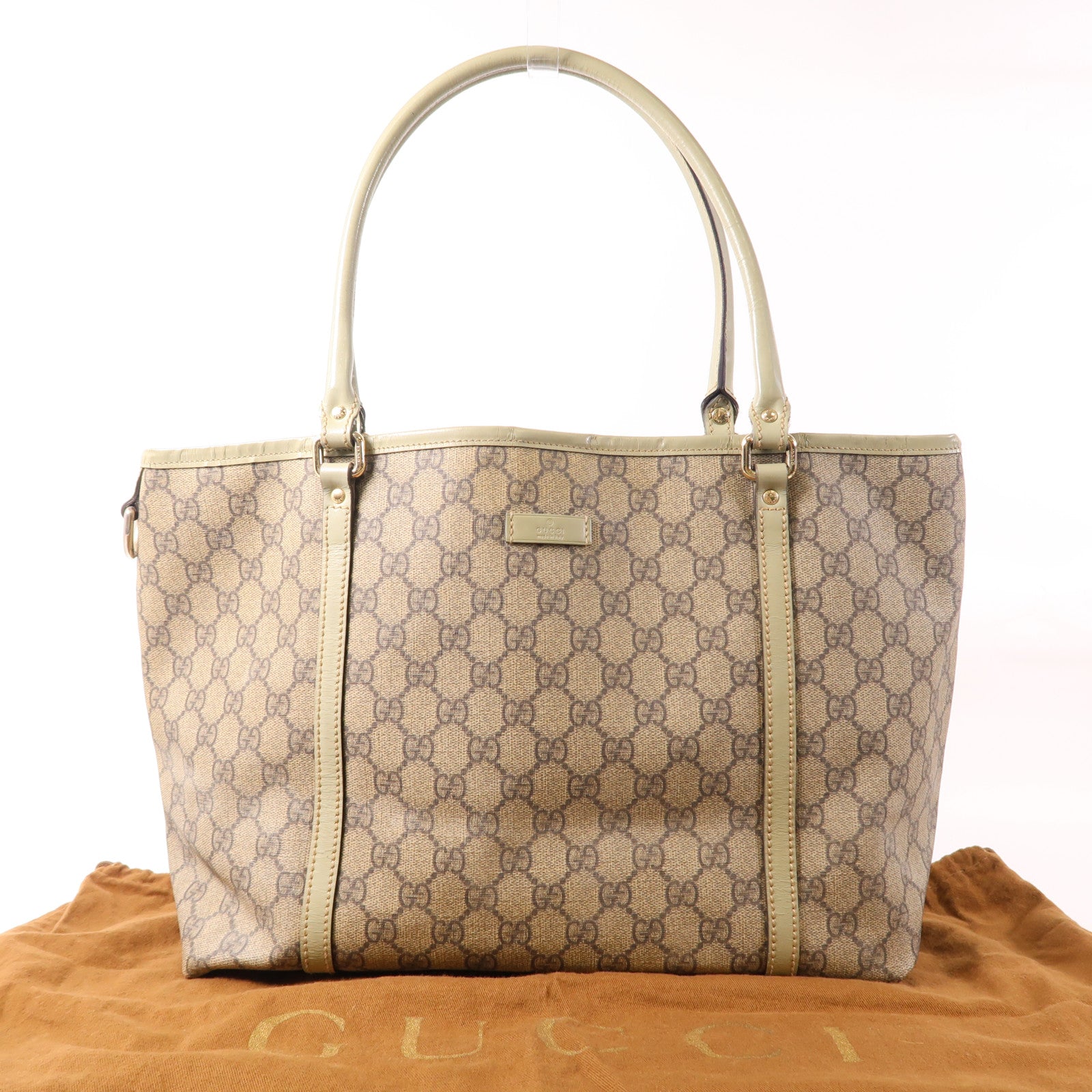 GUCCI 塗層帆布Shoulder Tote金扣肩背袋/手挽袋