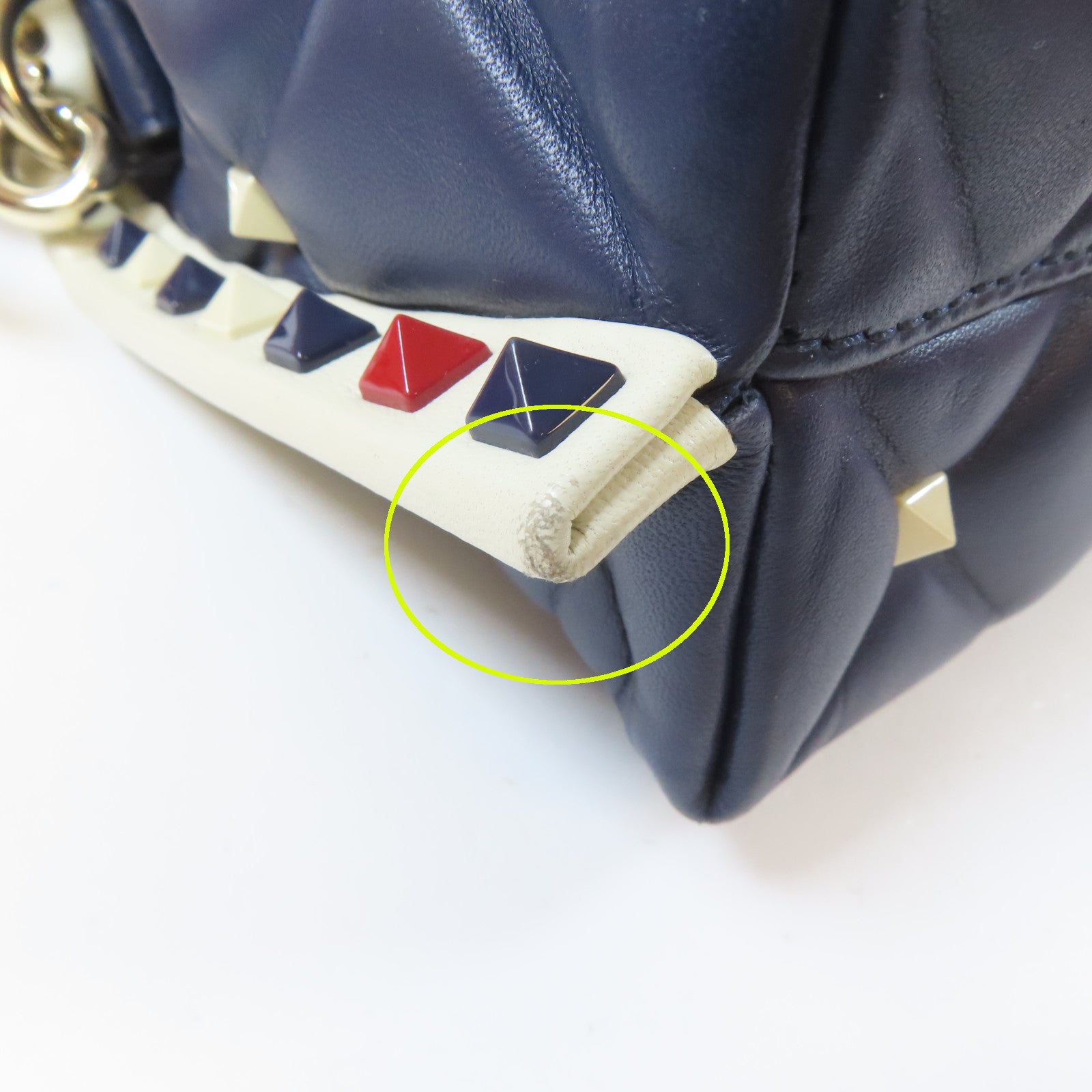 Valentino 牛皮皮革2 Way Shoulder Bag銀扣手挽肩背兩用袋藍色/紅色/白色