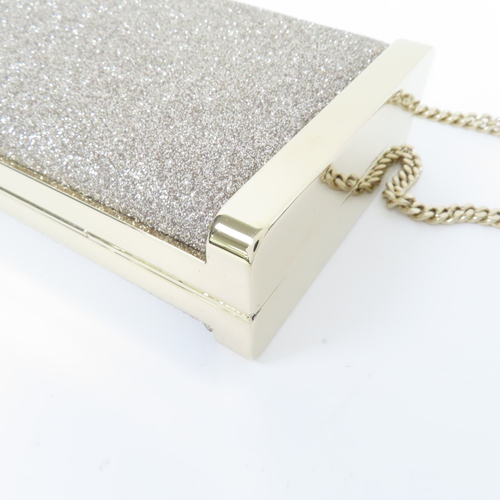 JIMMY CHOO 金屬/亮片Chain Shoulder Bag金扣鏈帶肩背袋金色