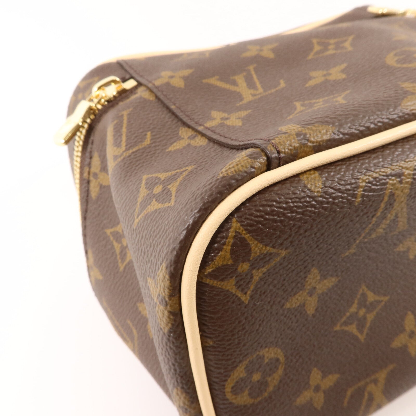 LOUIS VUITTON Monogram Nice Mini金扣手挽袋棕色