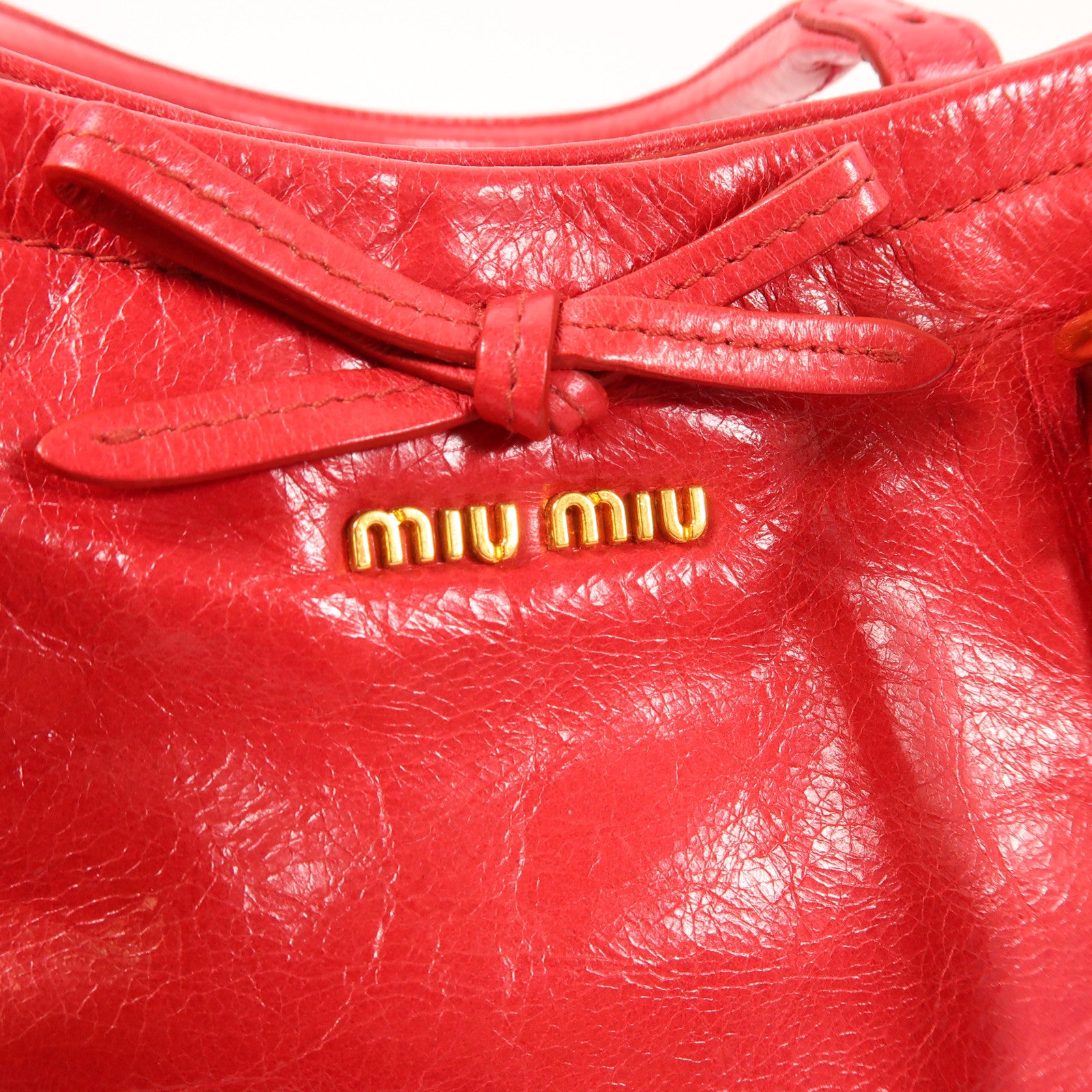 Miu Miu 牛皮皮革2 Way Shoulder金扣手挽肩背兩用袋