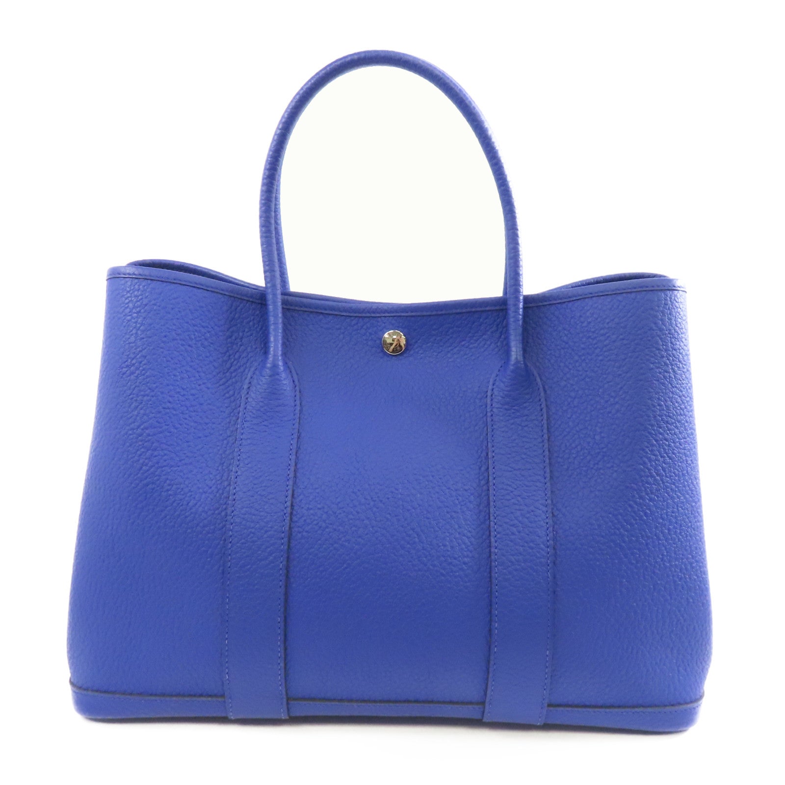 HERMES Negonda皮革Garden Party PM銀扣手挽袋Bleu Royal皇家藍色