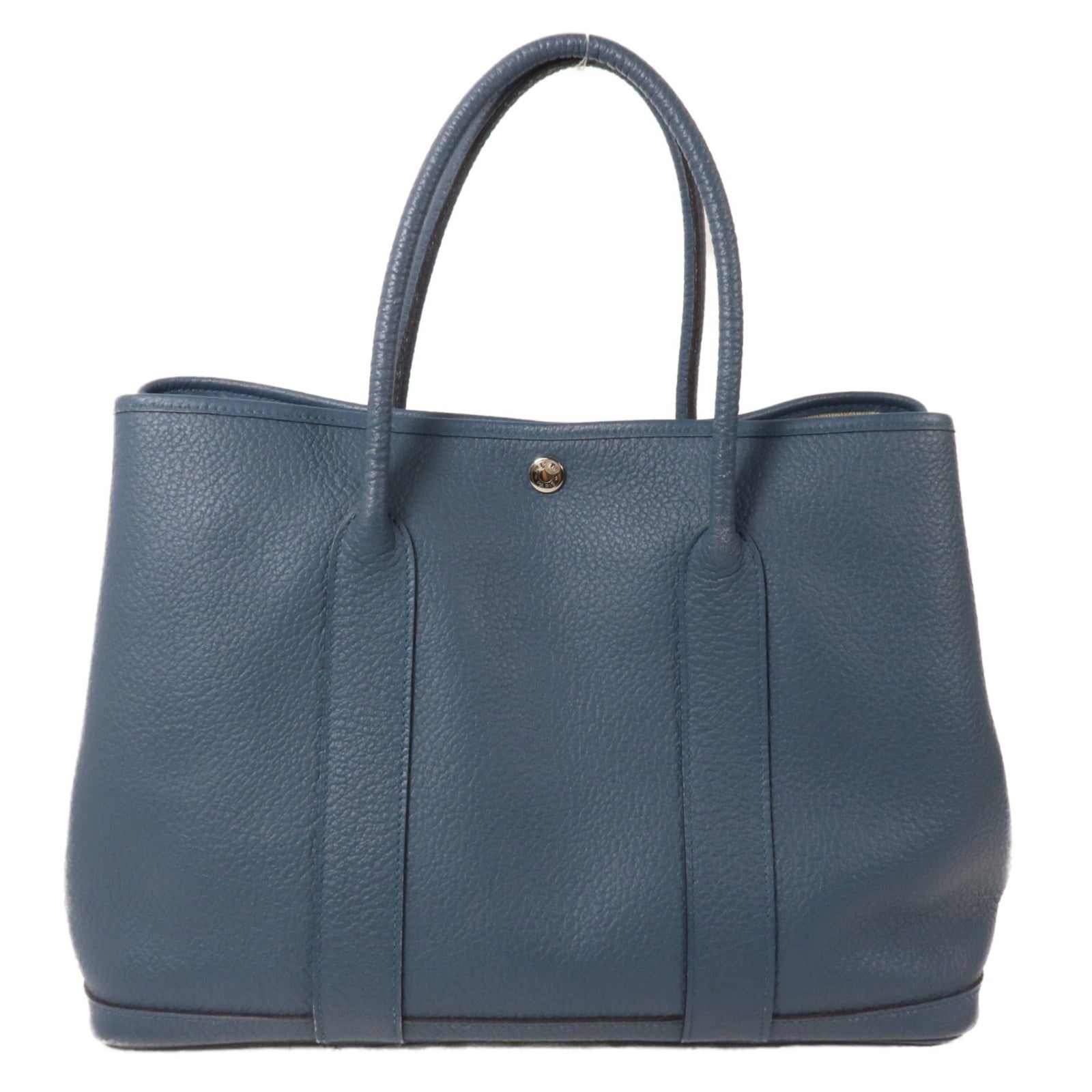 HERMES Negonda皮革Garden Party PM手挽袋Bleu Tempete
