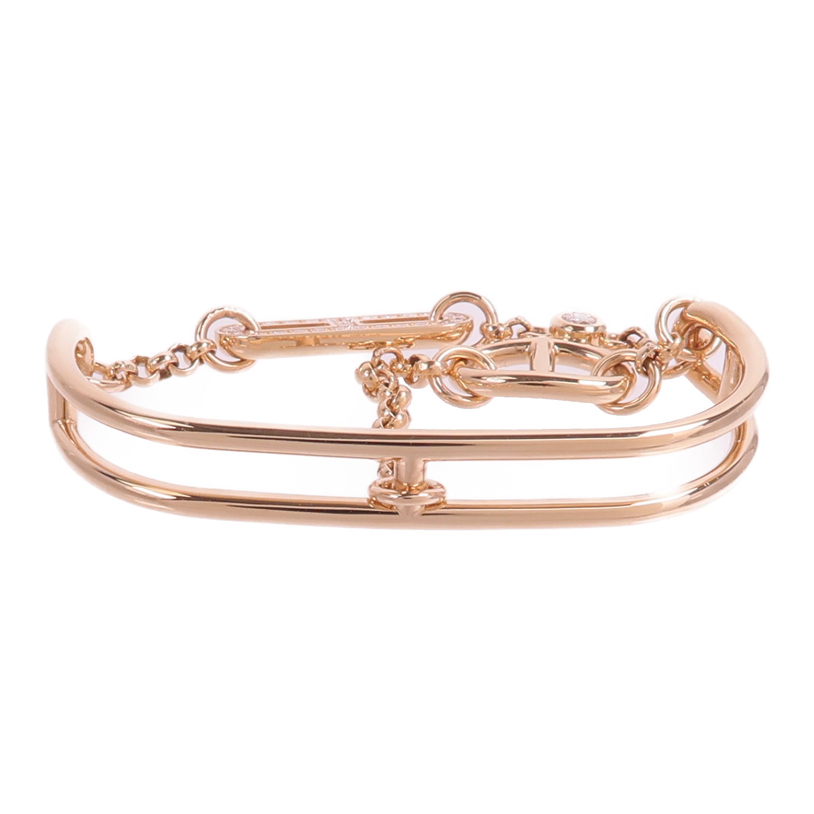 HERMES 18K玫瑰金Chaine D'ancre Chaos Double Ring戒指