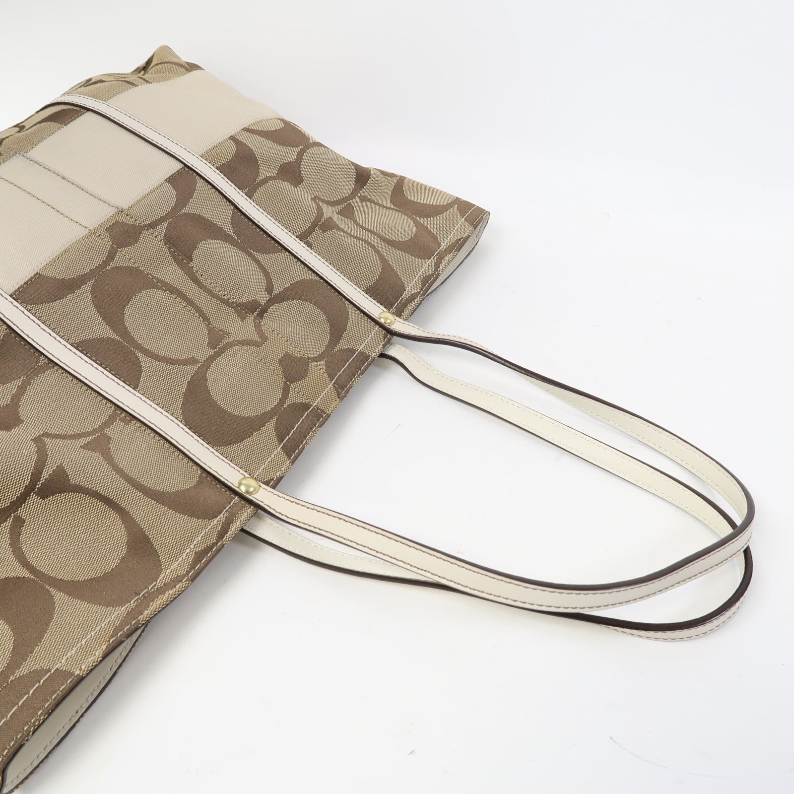 COACH 帆布Tote Bag金扣肩背袋啡色