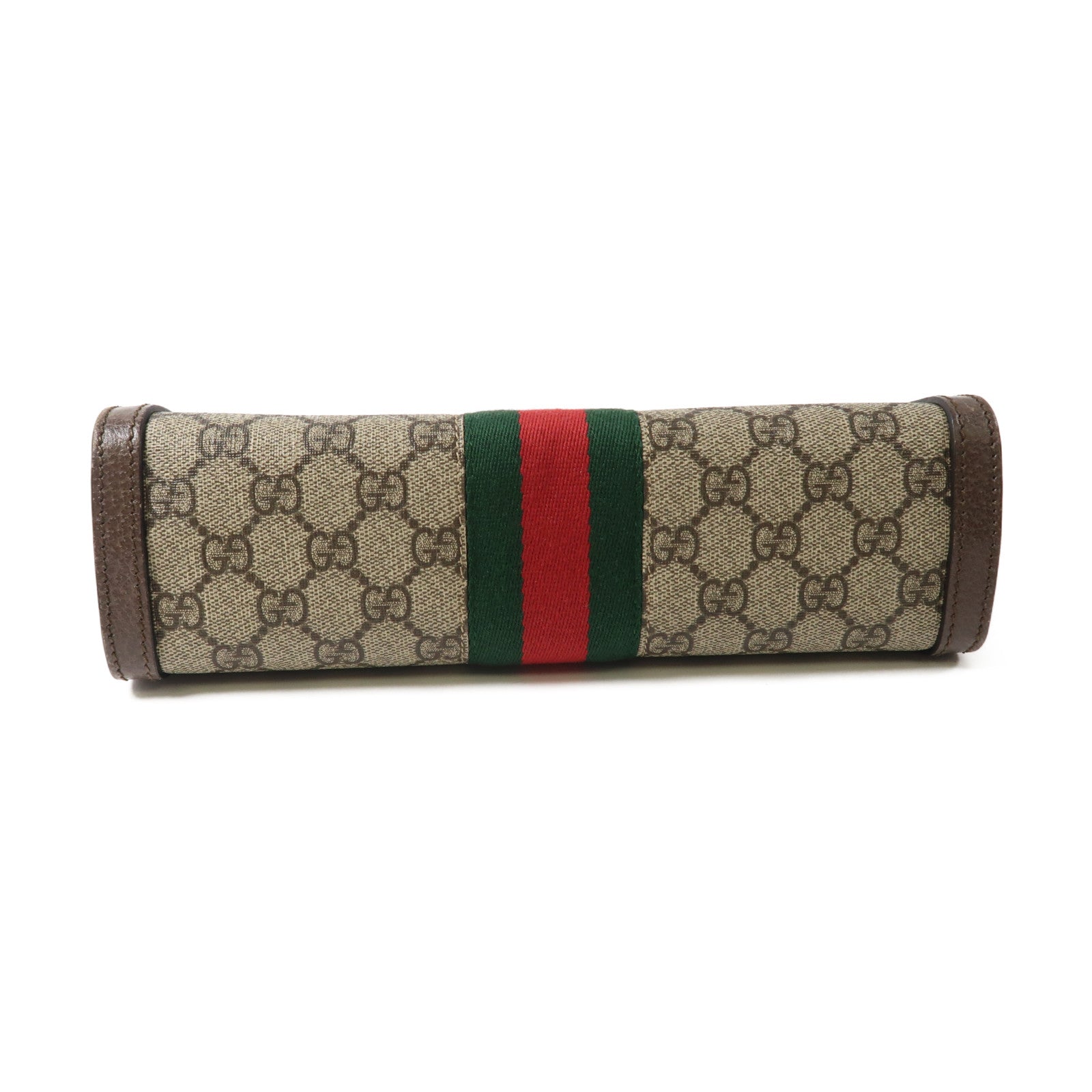 GUCCI 塗層帆布/皮革Ophidia Shoulder Bag金扣鏈帶金扣肩背袋啡色