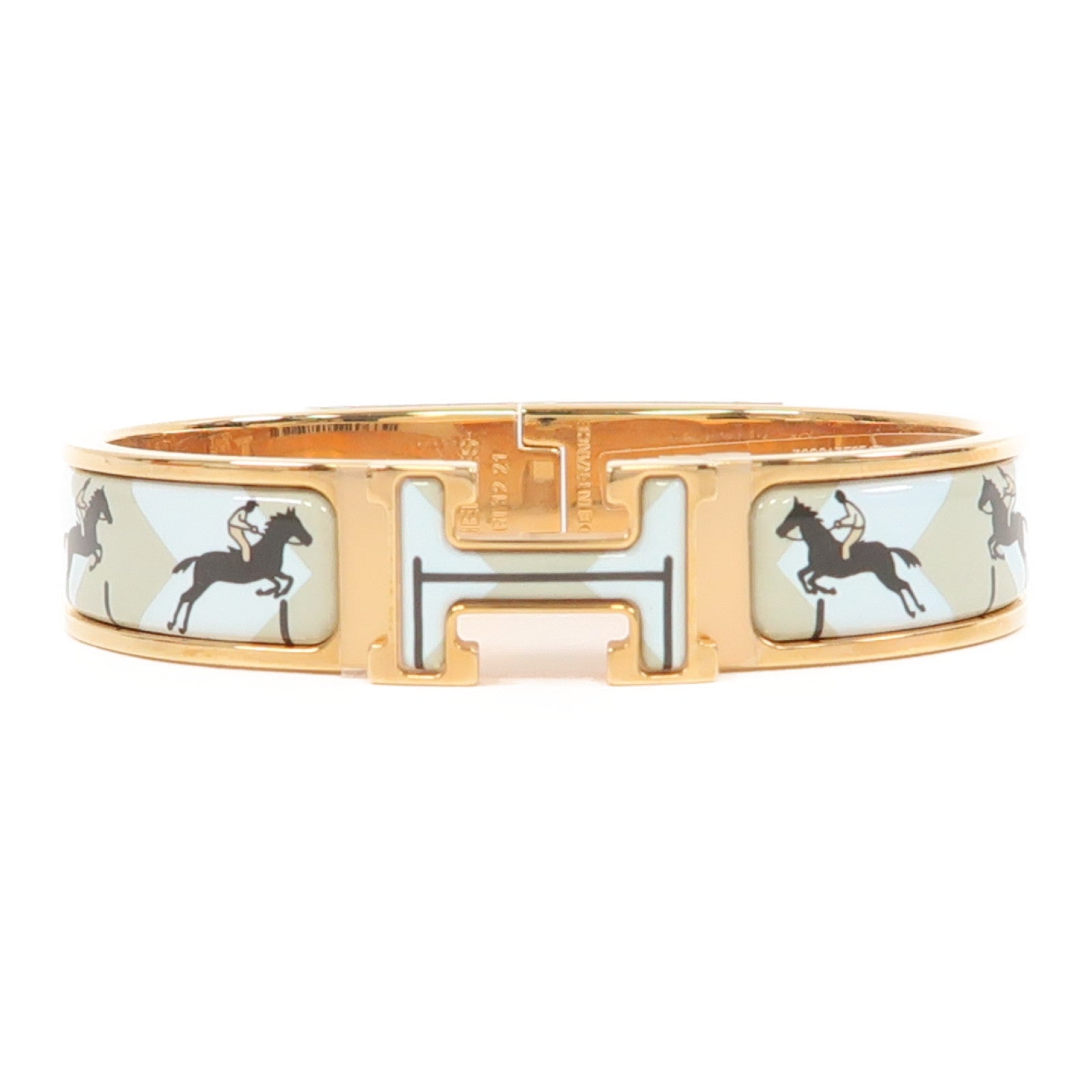 HERMES 金屬Clic H Les Allures Bracelet金扣手鐲淺藍色