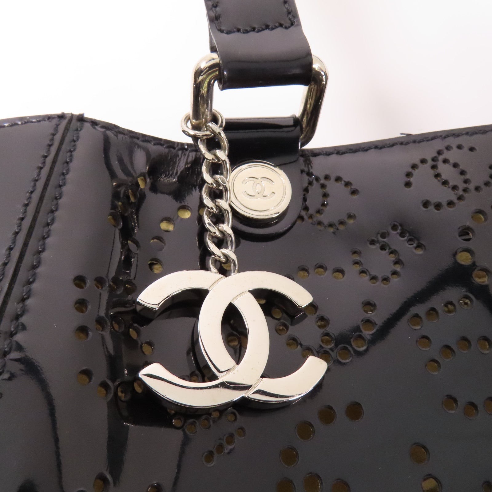 CHANEL 漆皮皮革No.5 Coco Mark Tote Bag銀扣肩背袋