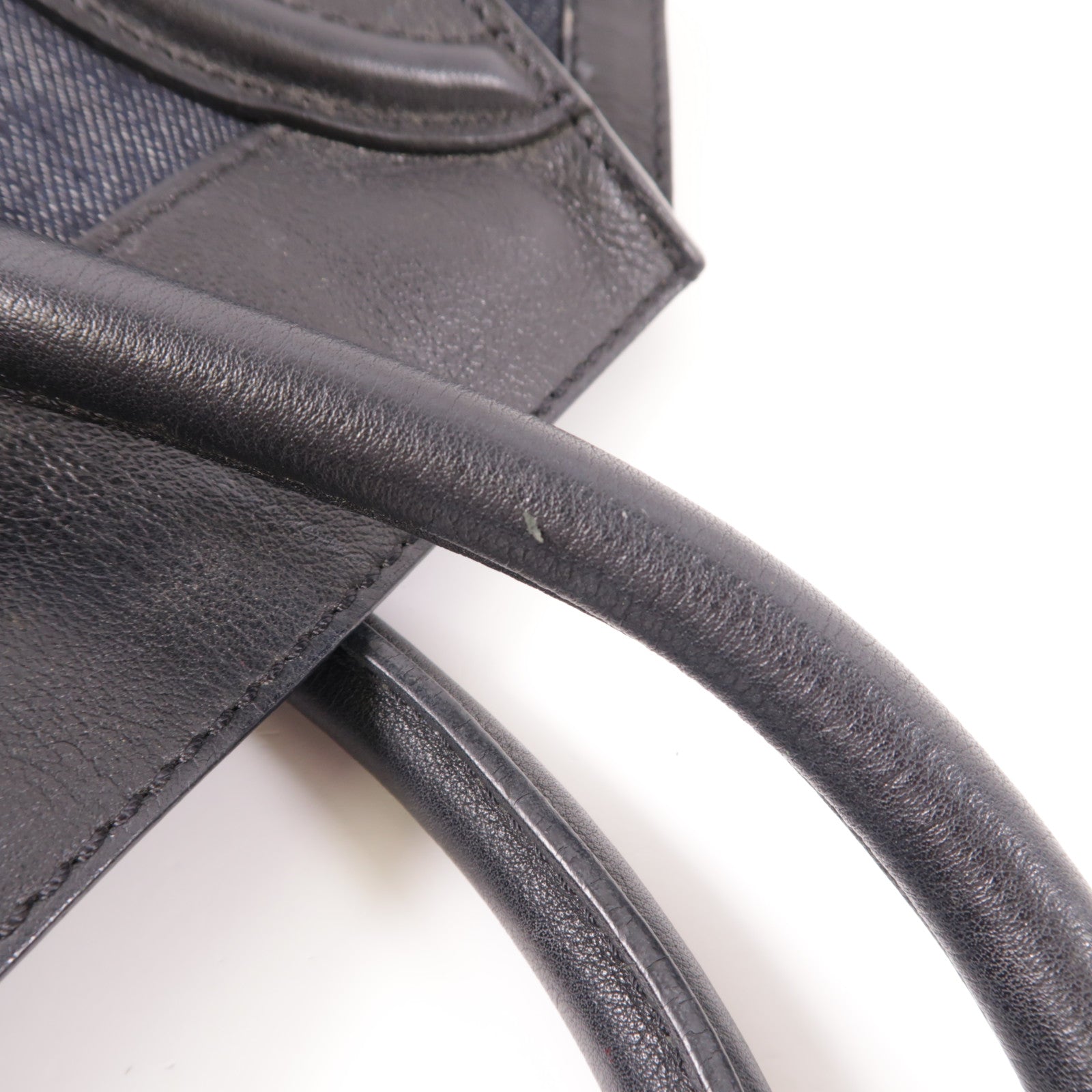 CELINE GHW Tote Bag Denim/Leather Navy