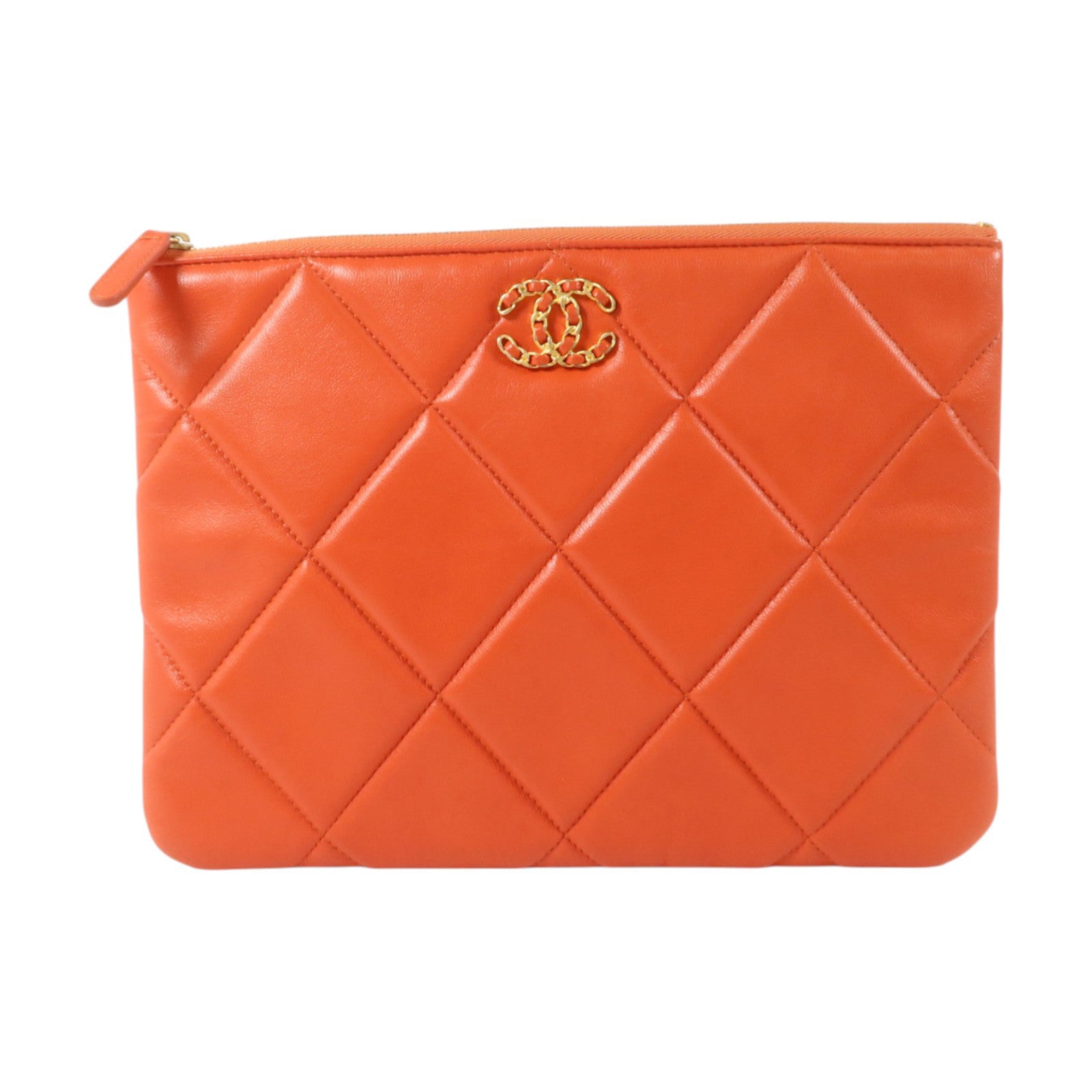 CHANEL 羊皮皮革C19 Clutch Bag金扣手拿包