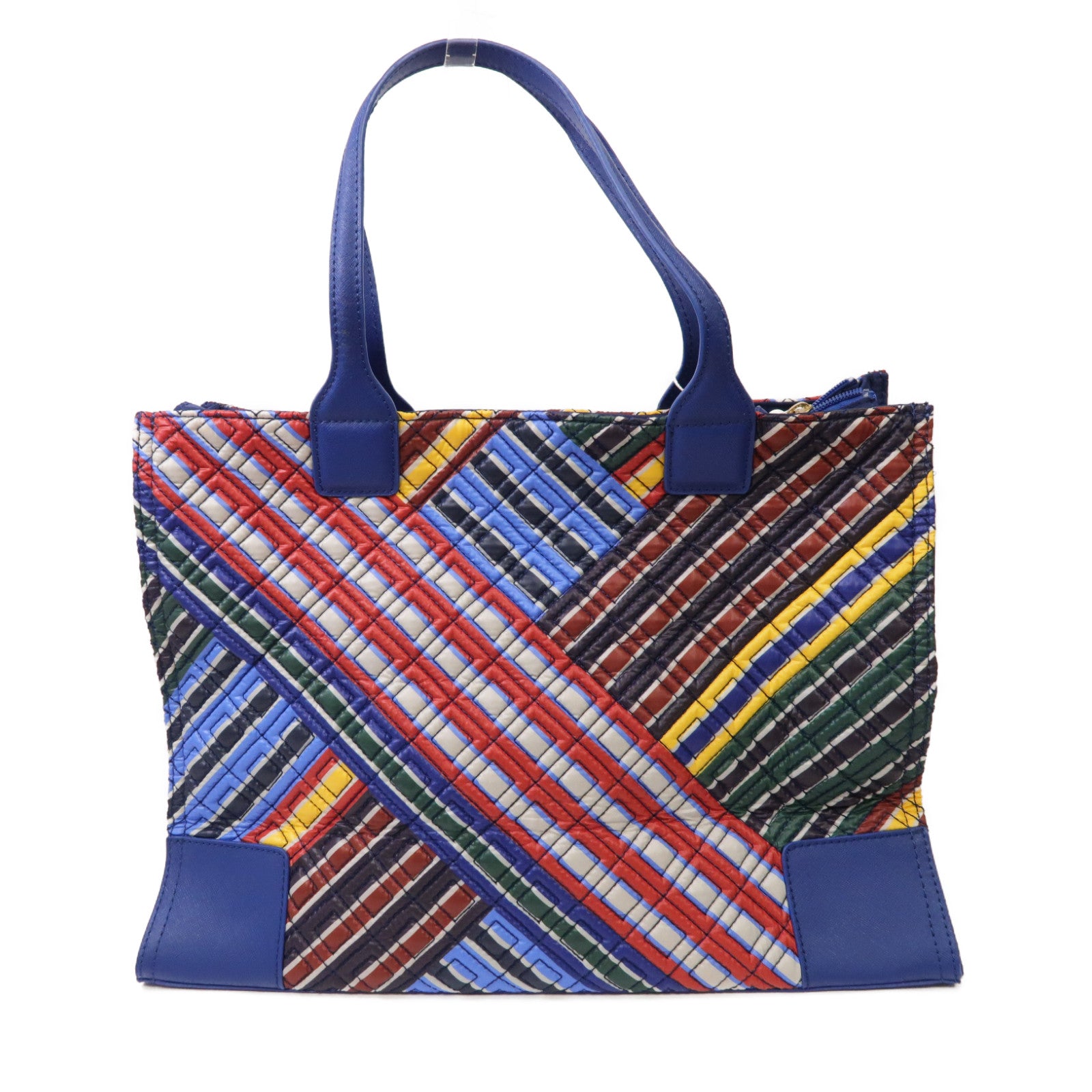 Tory Burch 尼龍/皮革Tote Bag金扣手挽袋彩色/藍色