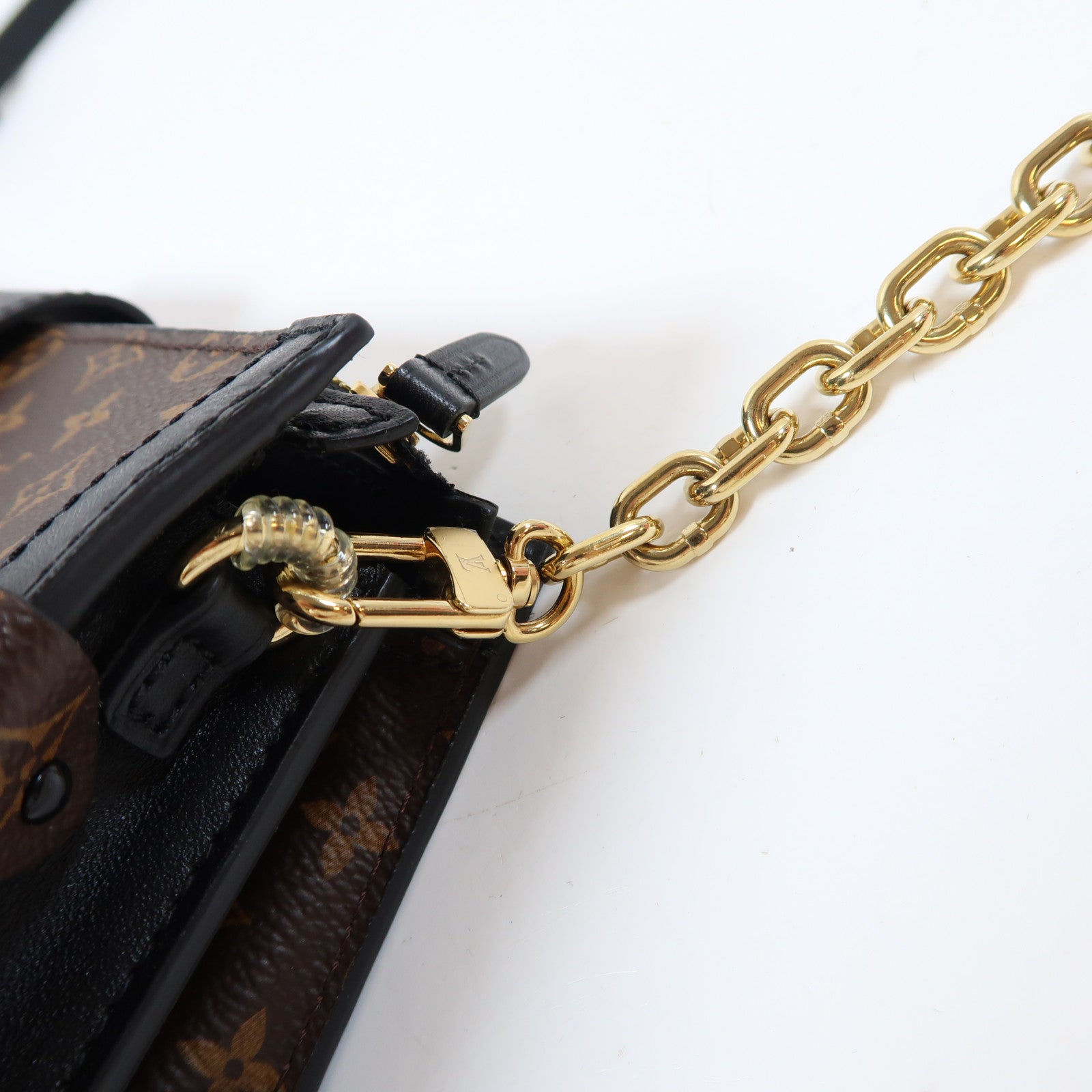 LOUIS VUITTON Monogram Reverse Trunk Clutch金扣肩背袋啡色