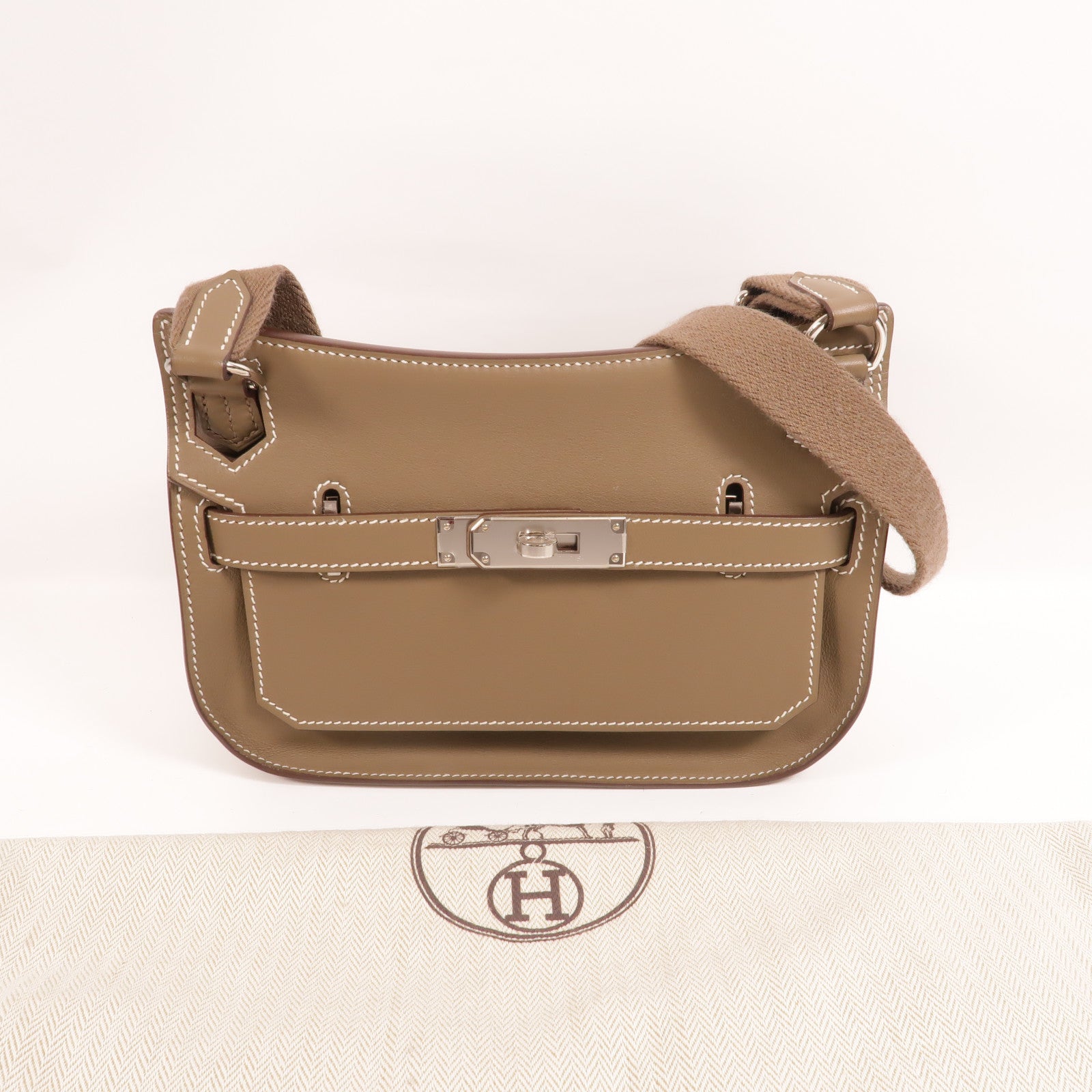 HERMES Swift皮革Jypsiere Mini肩背袋Etoupe