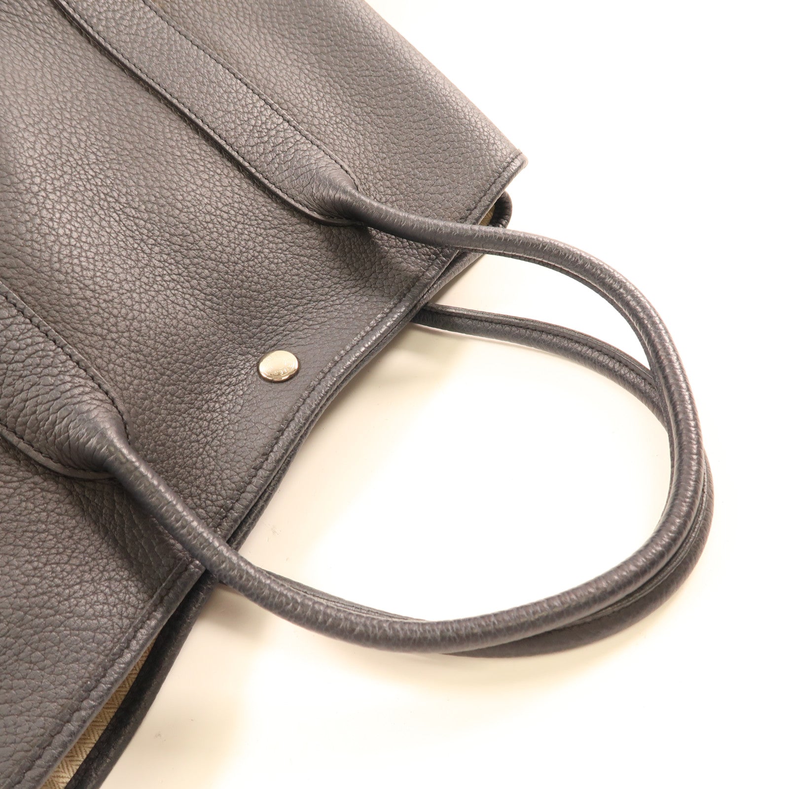 HERMES Negonda皮革Garden Party PM銀扣手挽袋Bleu Indigo靛藍色
