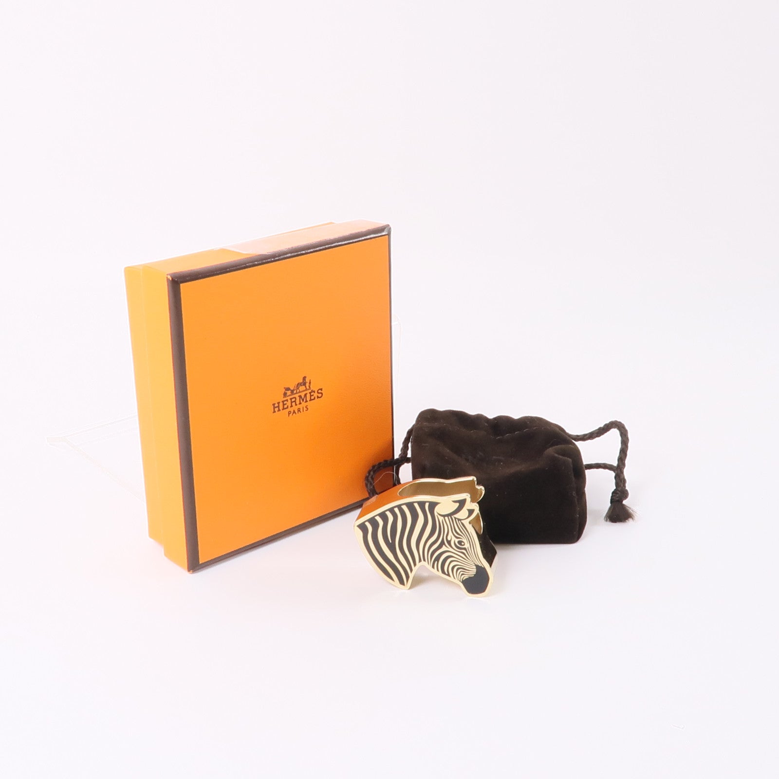 HERMES 金屬Zebra Scarf Ring圍巾戒指金色