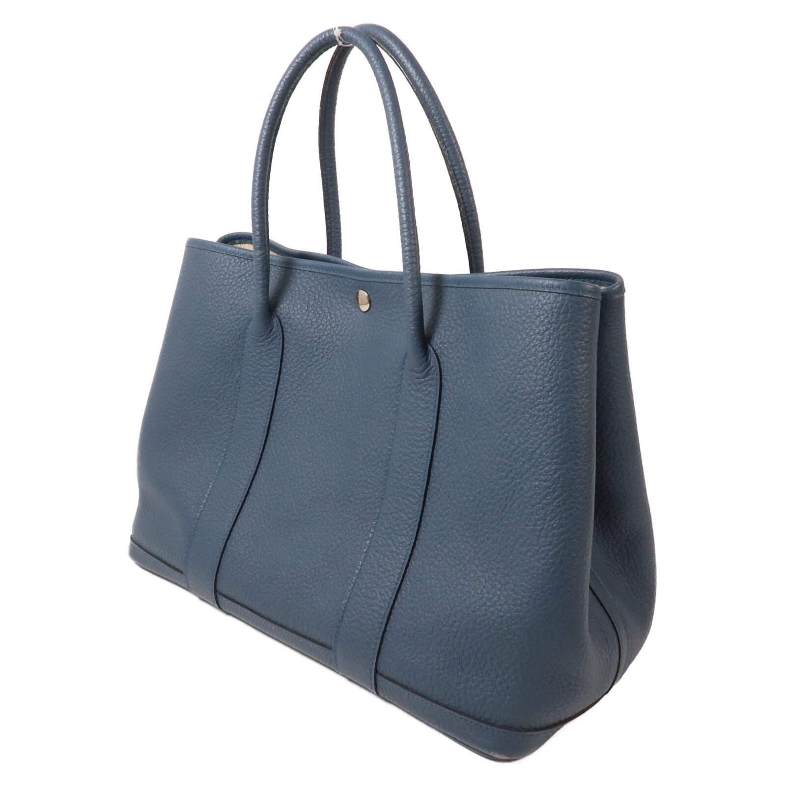 HERMES Negonda皮革Garden Party PM手挽袋Bleu Tempete