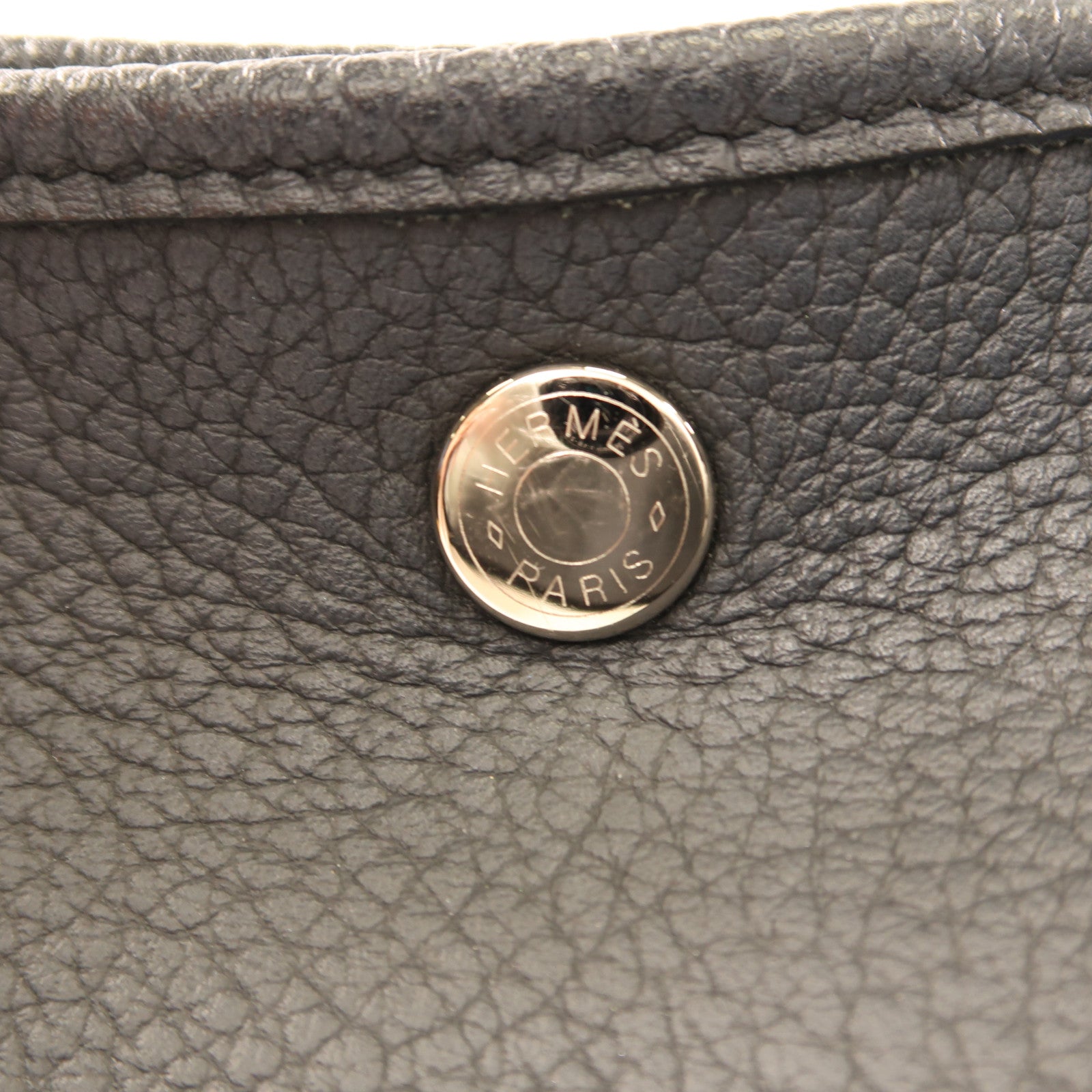 HERMES Negonda皮革Garden Party PM銀扣手挽袋Bleu Indigo靛藍色