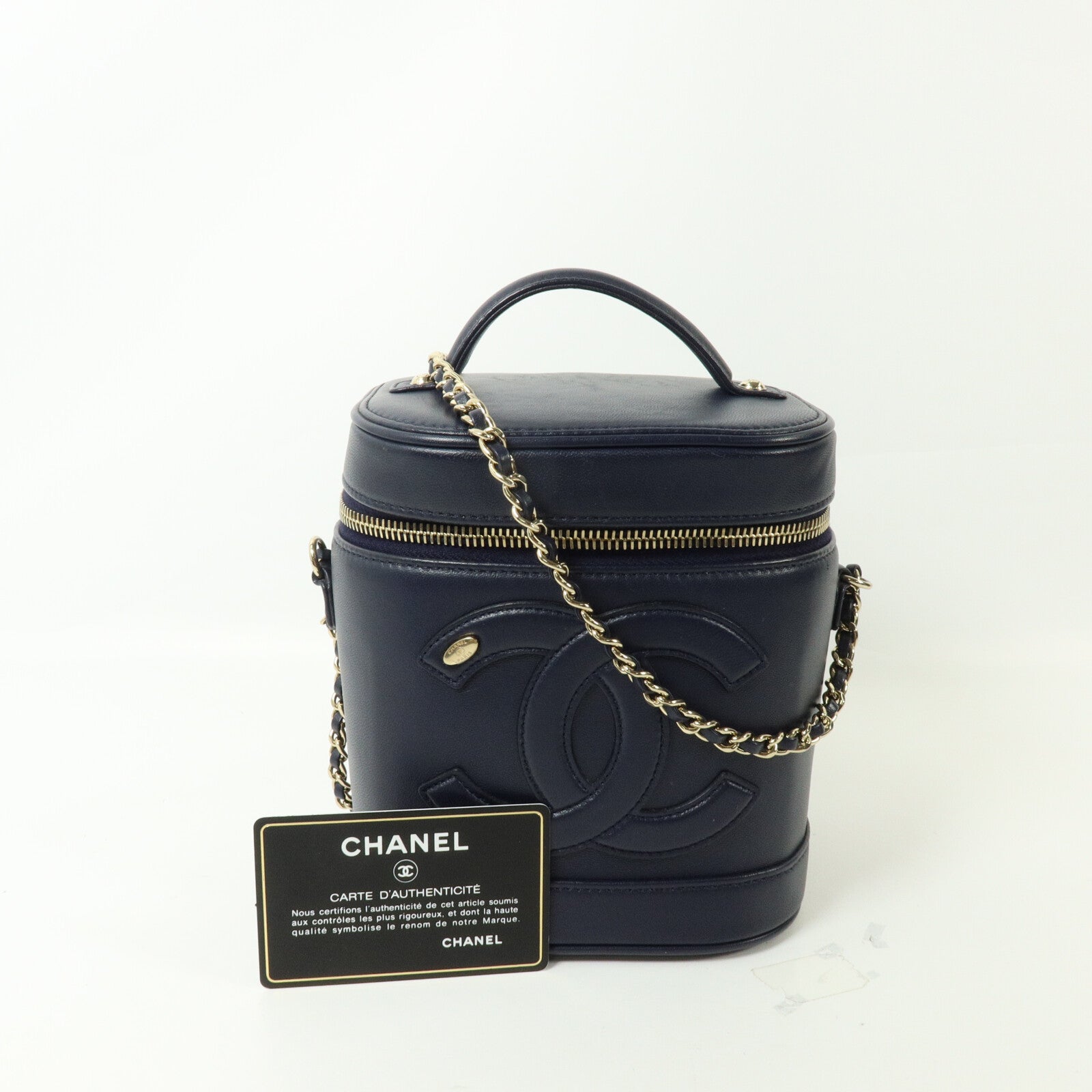 CHANEL 牛皮皮革Vanity Case鏈帶手挽肩背兩用袋