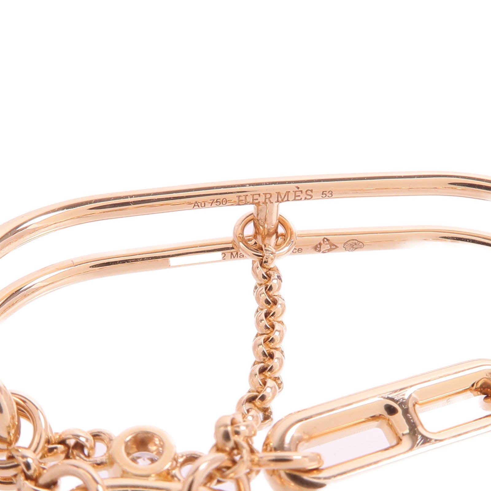 HERMES 18K玫瑰金Chaine D'ancre Chaos Double Ring戒指