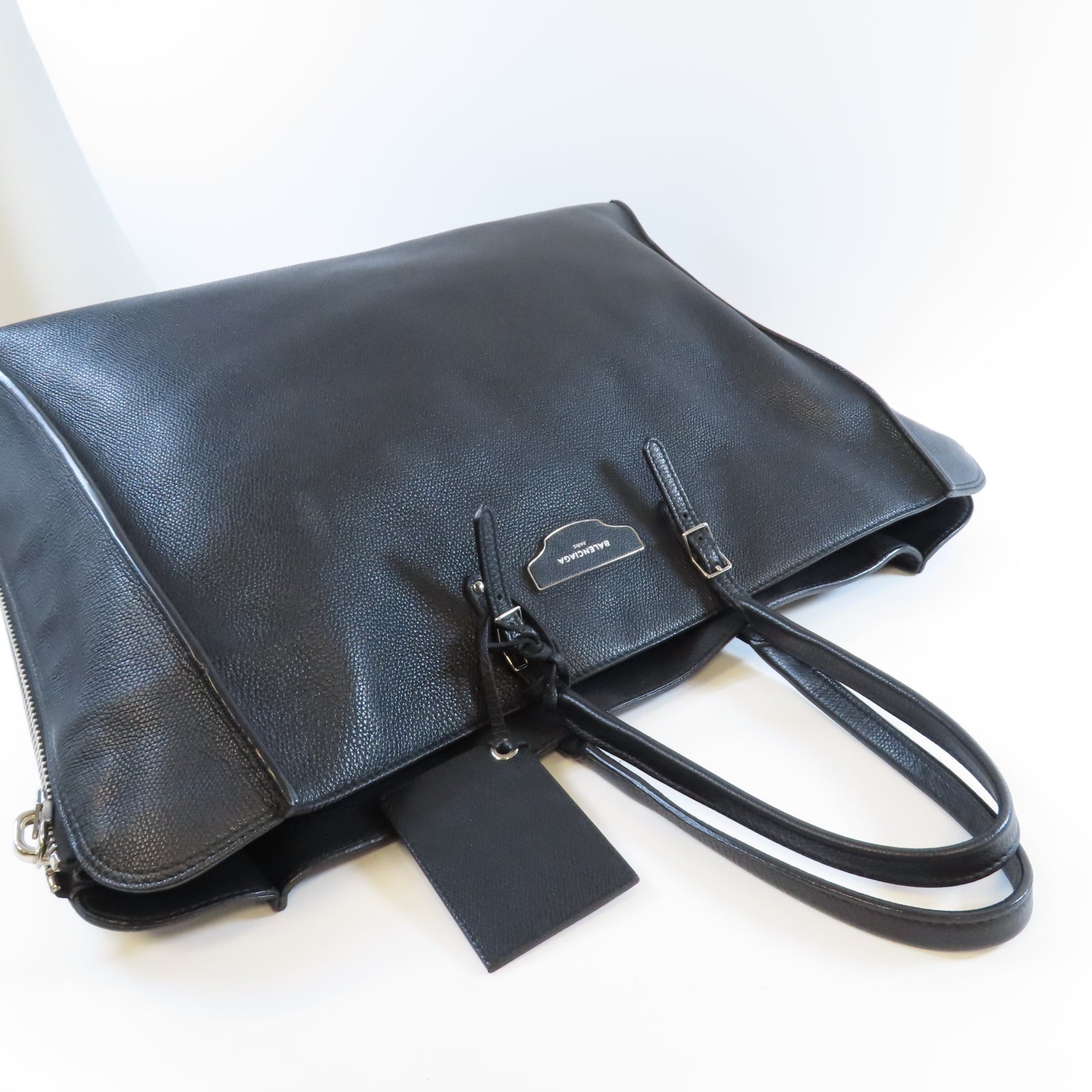 BALENCIAGA 【激減優惠】牛皮皮革Tote Bag銀扣肩背袋黑色