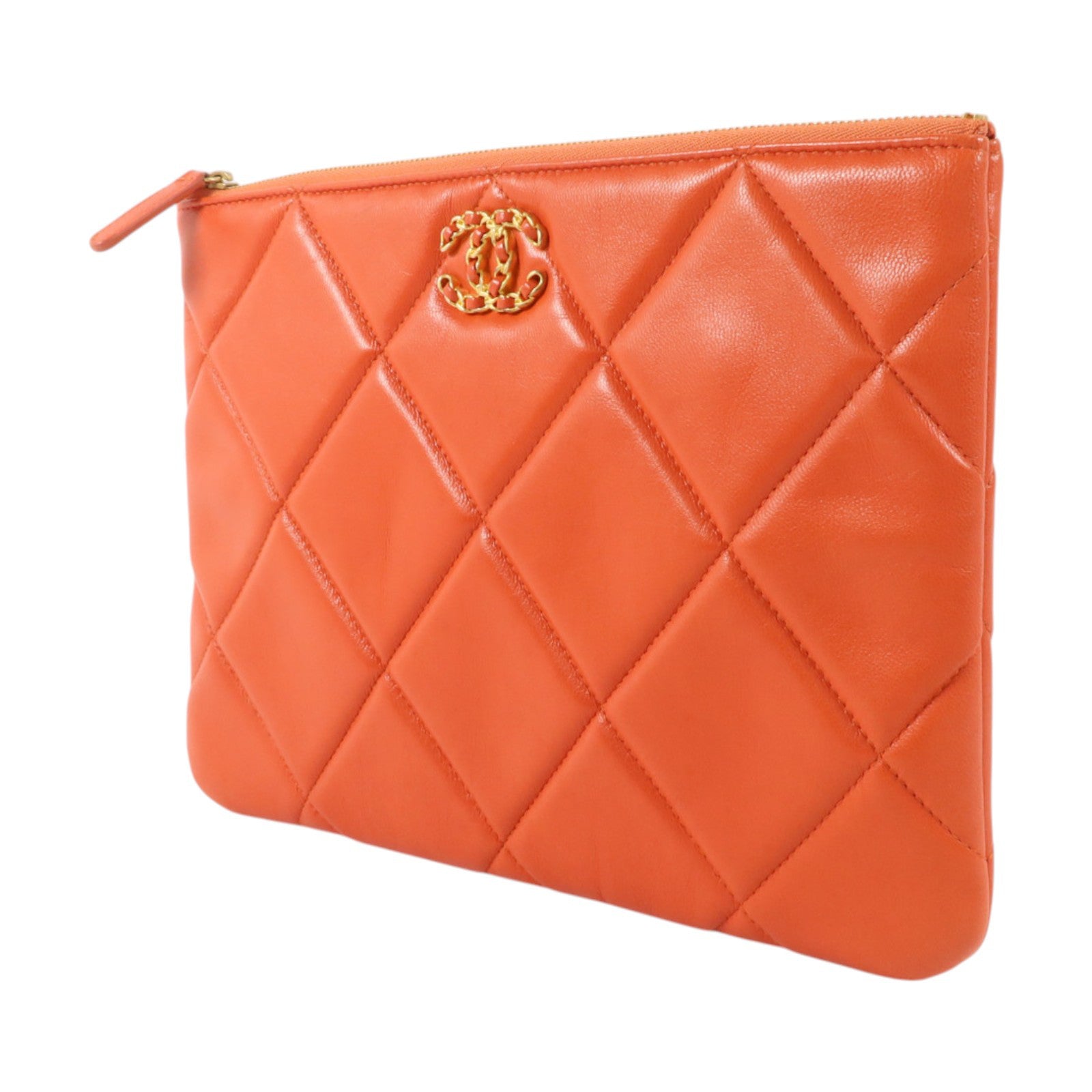 CHANEL 羊皮皮革C19 Clutch Bag金扣手拿包