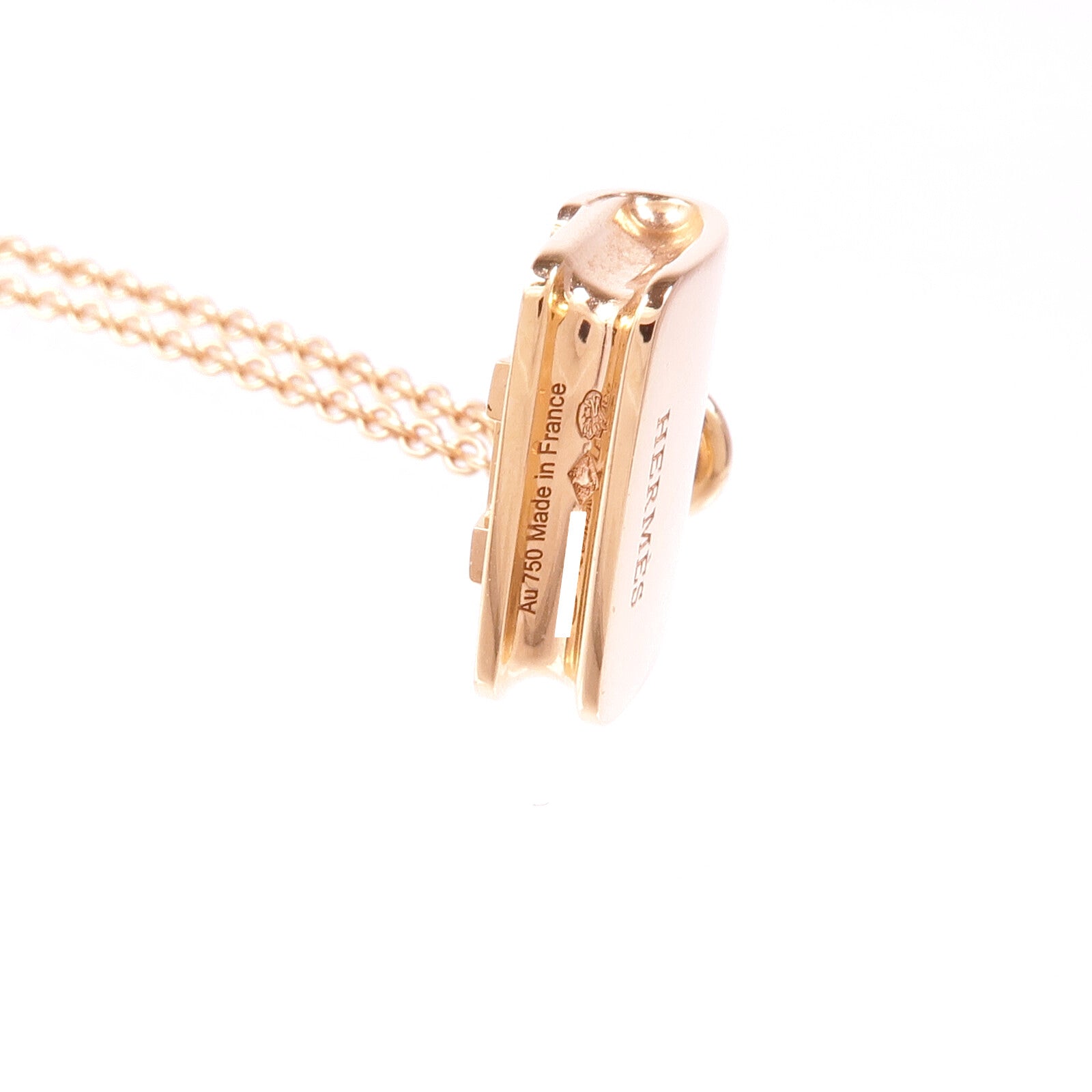 HERMES 18K玫瑰金Amulettes Constance Pendent鑽石項鍊