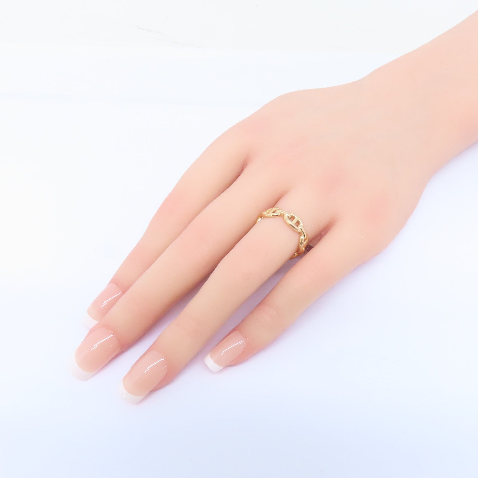 HERMES 18K玫瑰金Chaine Dancre Enchainee戒指Hermes#52 US#6