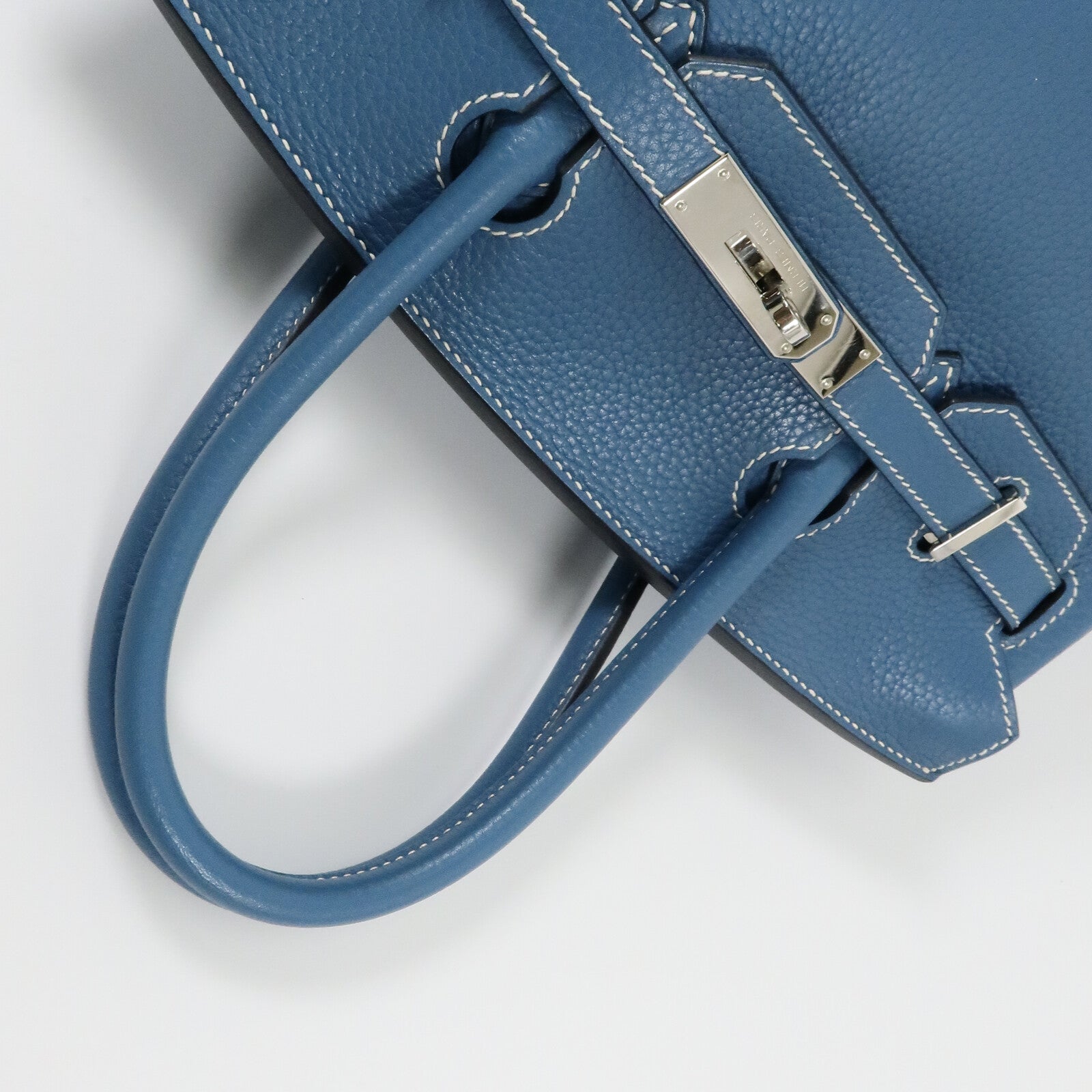 HERMES Togo皮革Birkin 30手挽袋Bleu Jean