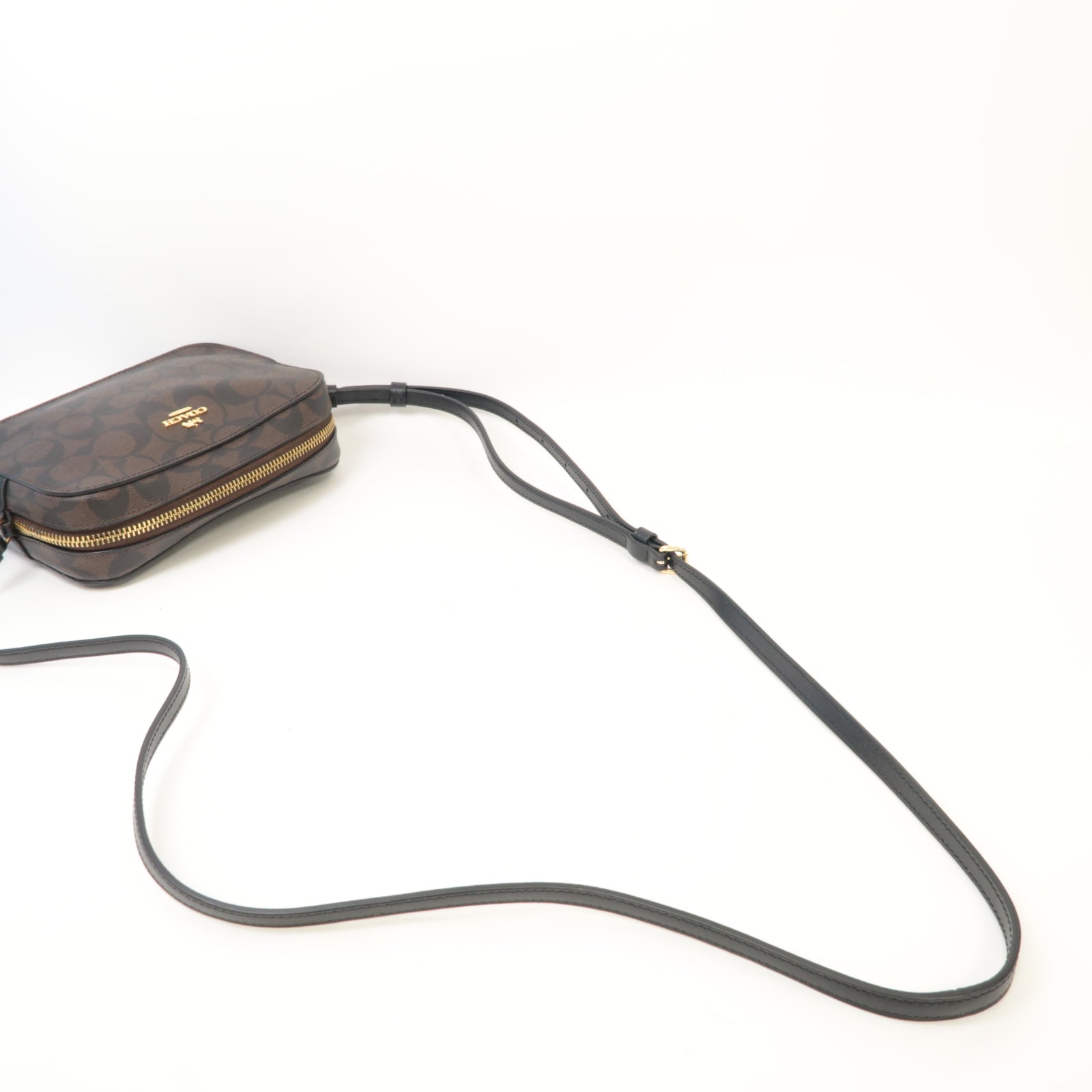 COACH 【激減優惠】塗層帆布Shoulder Bag金扣肩背袋啡色