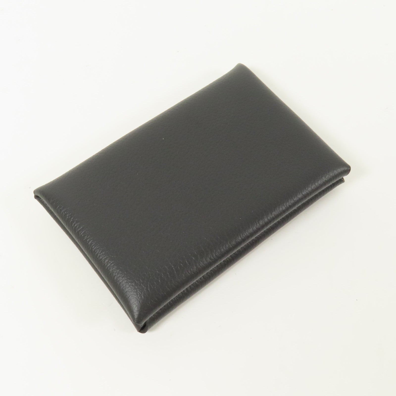 HERMES Evercolor皮革Calvi Verso銀扣卡片套Ardoise