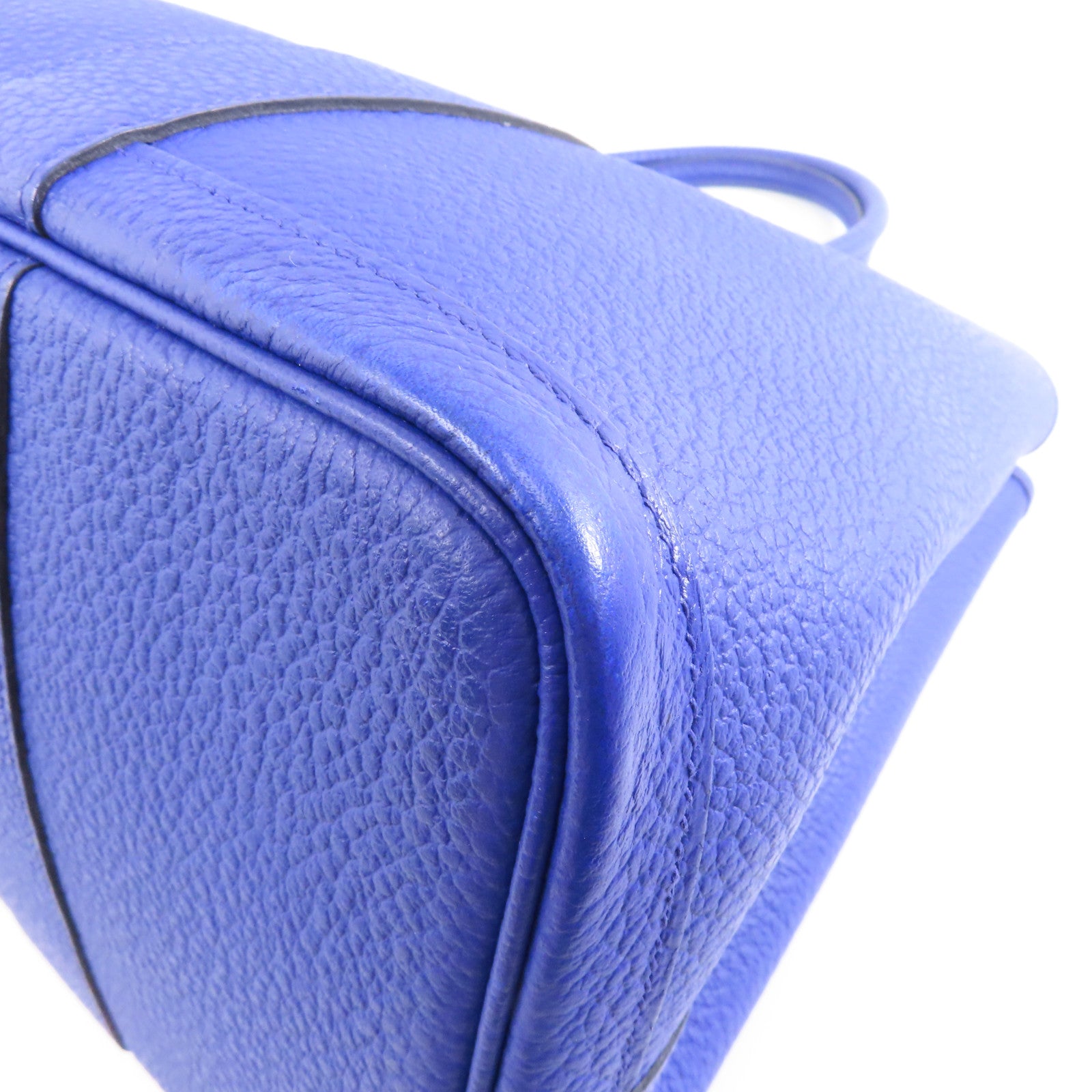HERMES Negonda皮革Garden Party PM銀扣手挽袋Bleu Royal皇家藍色
