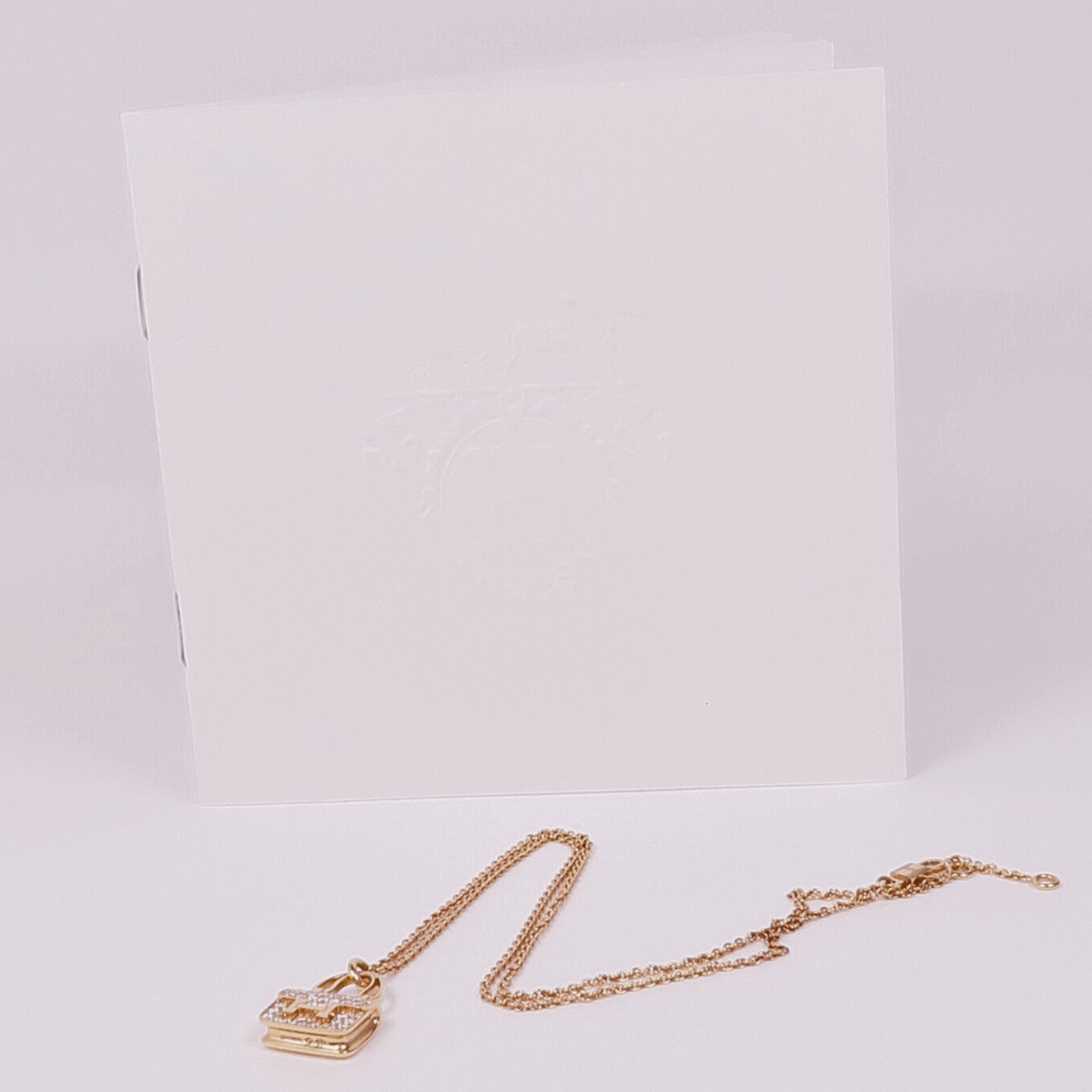 HERMES 18K玫瑰金Amulettes Constance Pendent鑽石項鍊